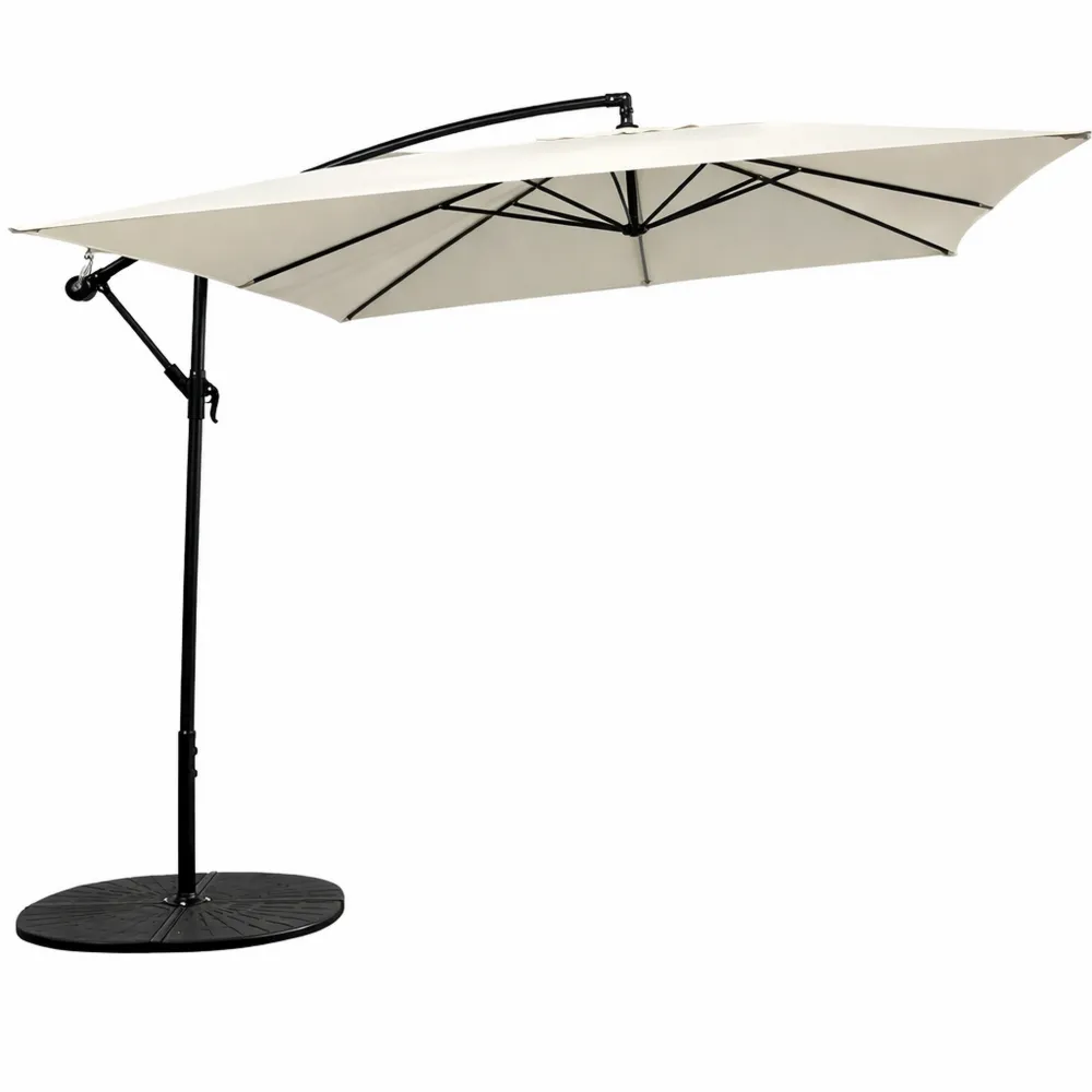 Ombrellone da giardino decentrato quadrato 3x3 m in alluminio ecrù impermeabile-Quiesden
