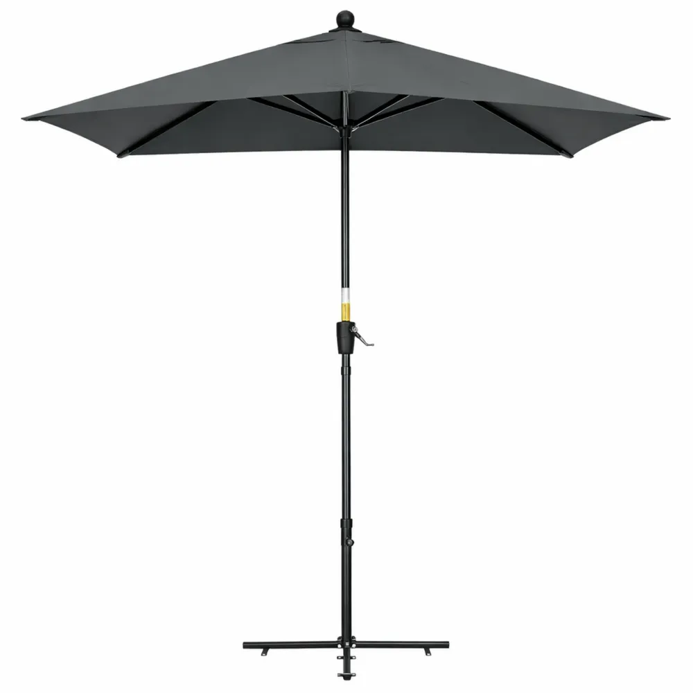 Ombrellone Mezzaluna da Giardino con Apertura a Manovella e Supporto in Acciaio-Quiesden