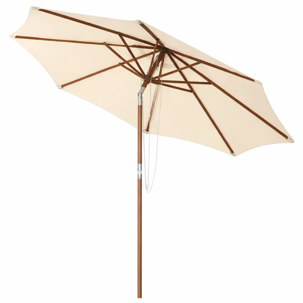 Ombrellone da Giardino 3M con Stecche in Bambù e Tessuto Impermeabile, Inclinazione Regolabile, per Esterni-Quiesden