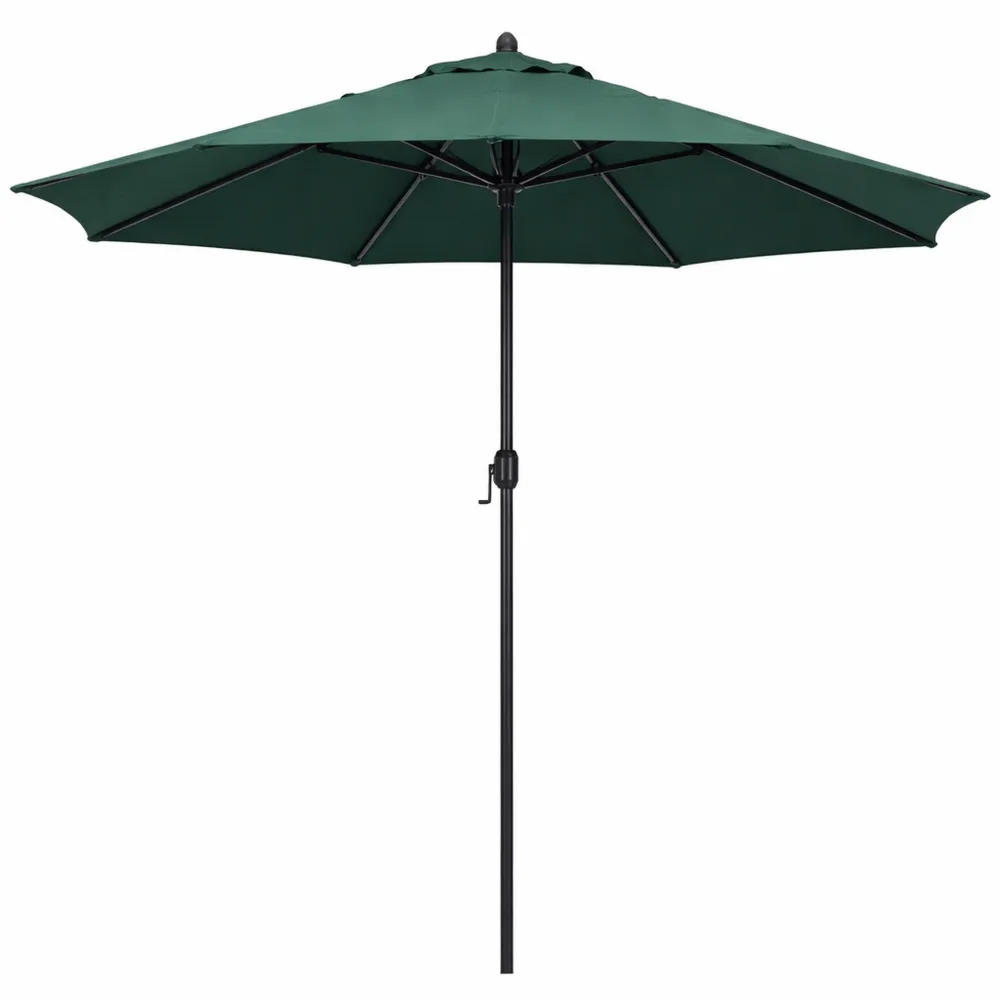 Ombrellone da Giardino Doppio con Apertura a Manovella, Acciaio e Poliestere, Verde Scuro-Quiesden