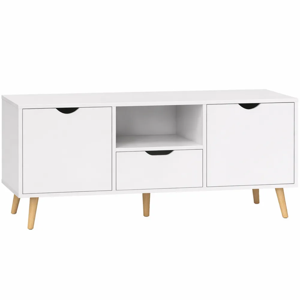 Mobile TV moderno con cassetti e armadietti, bianco-Quiesden