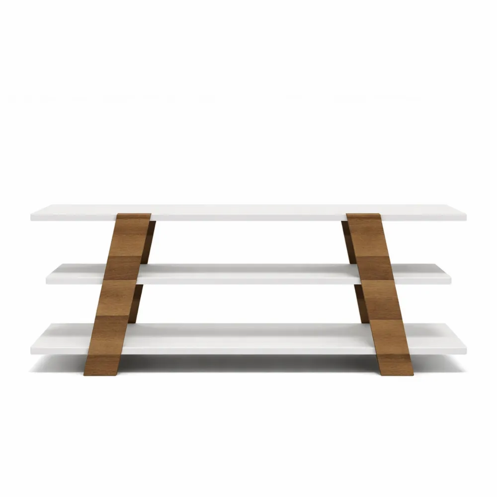 Mobile porta TV in noce e bianco, 120x34x42 cm-Quiesden