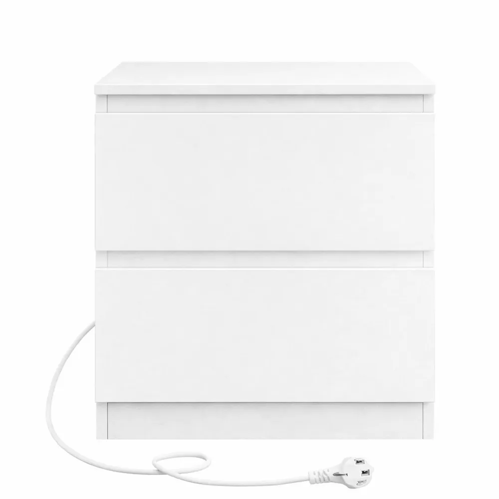 Coppia Comodini Moderni con Prese USB e Cassetti-Quiesden