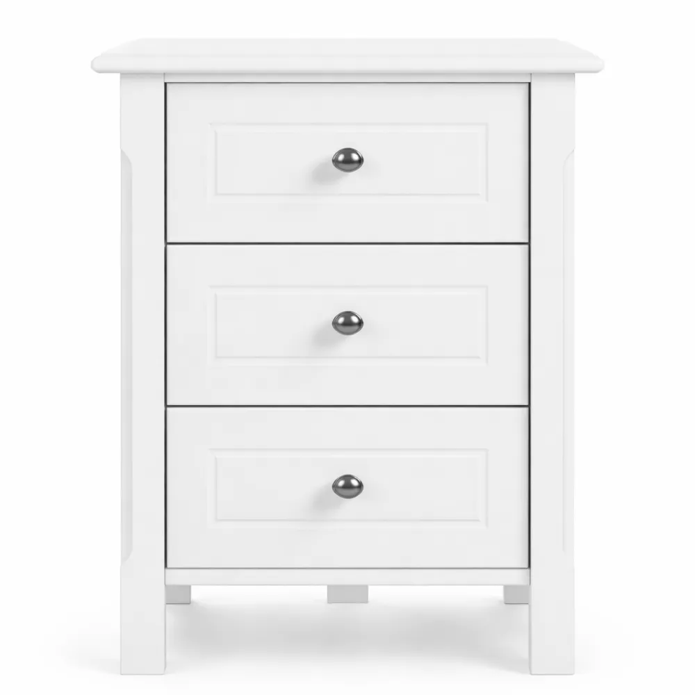 Comodino Bianco con 3 Cassetti per Camera e Soggiorno, 40 x 40 x 60 cm-Quiesden