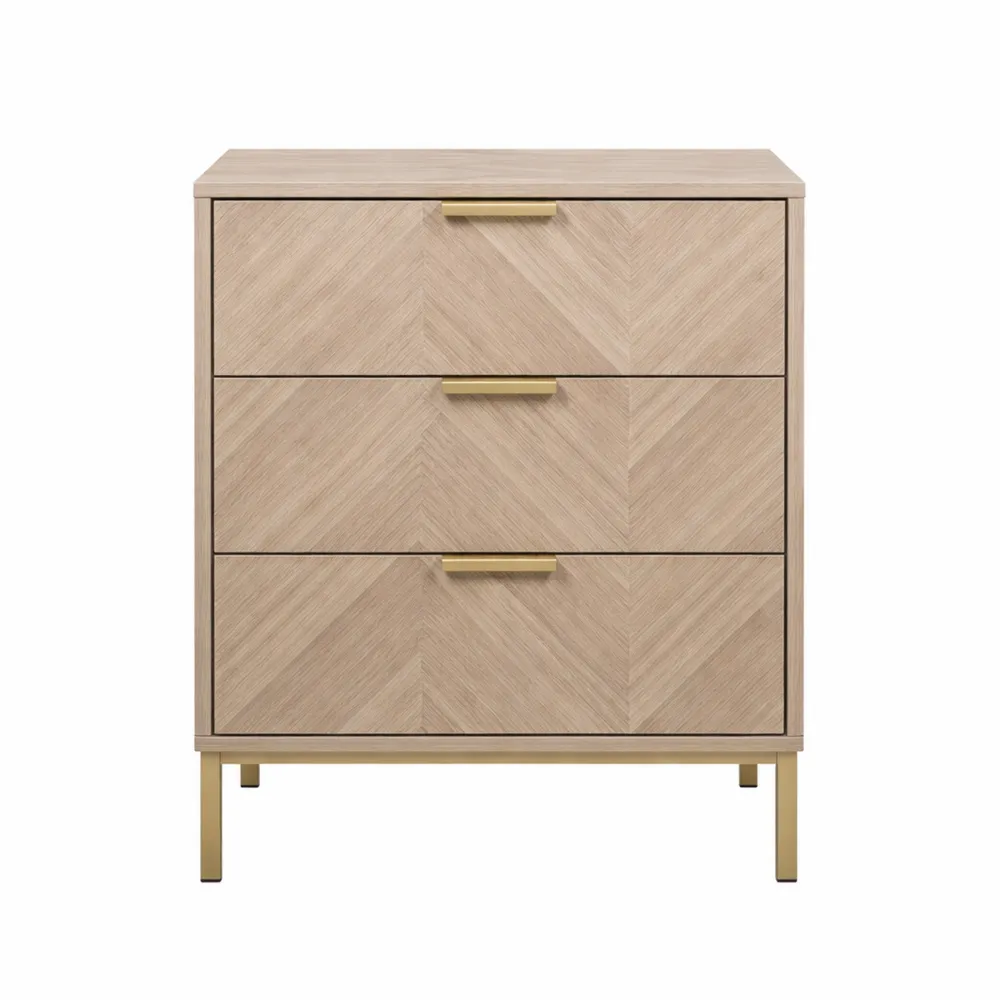 Comodino Moderno con Tre Cassetti per Camera da Letto-Quiesden