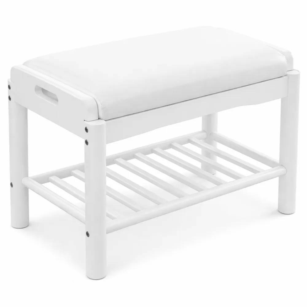 Cassapanca scarpe imbottita in legno per ingressi e soggiorni-Quiesden