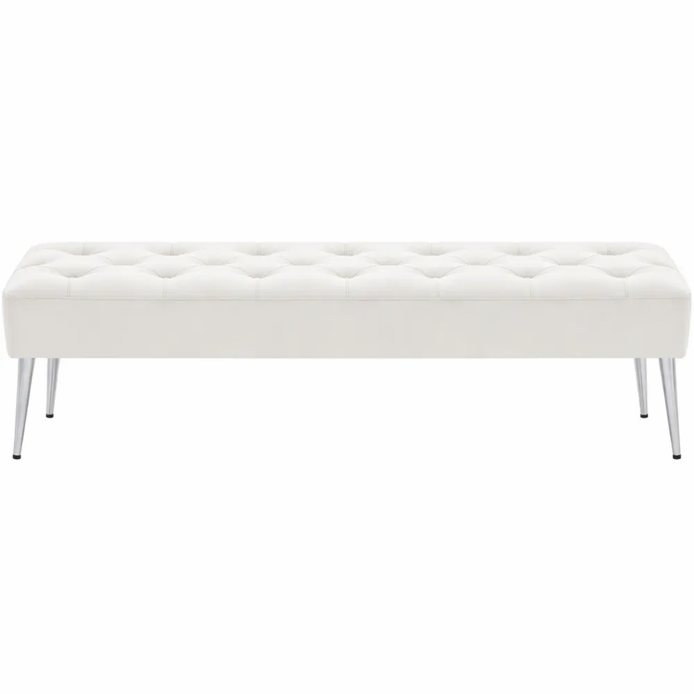 Panca imbottita in pelle artificiale per ingresso bianco-Quiesden