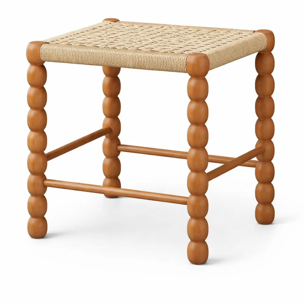 Panca d'ingresso in legno con piano intrecciato, ideale per camera e sala da pranzo-Quiesden