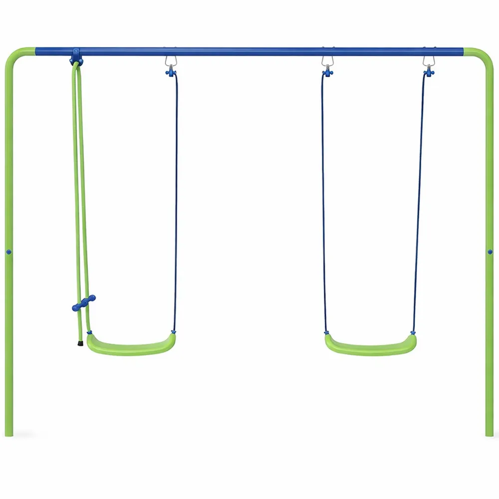 Set altalene da giardino per bambini, 1 altalena doppia e 2 singole, capacità 180kg, 280x140x178cm-Braydenest