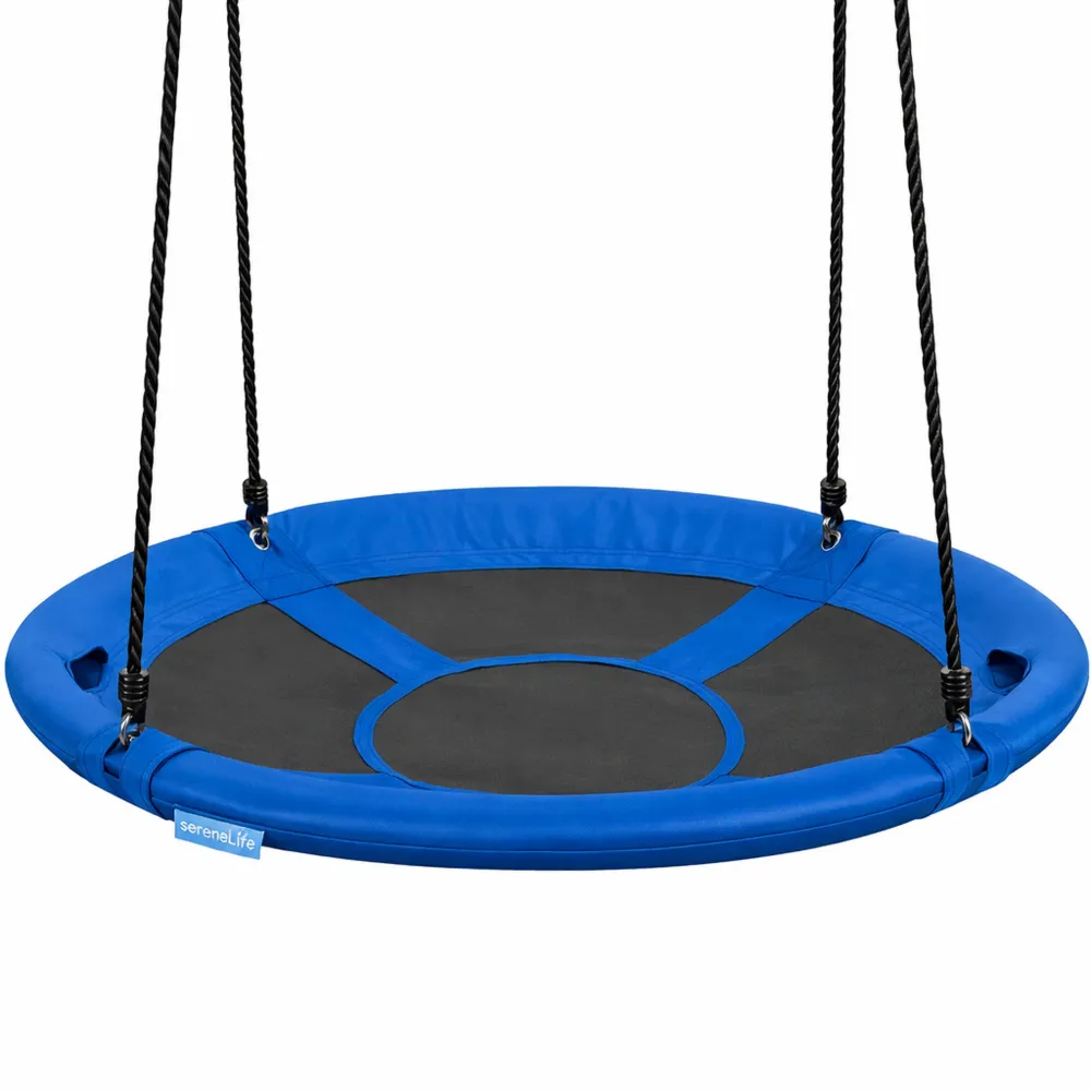 Altalena da Giardino per Bambini Rotonda 102 cm con Corde Regolabili e Cuscino-Braydenest