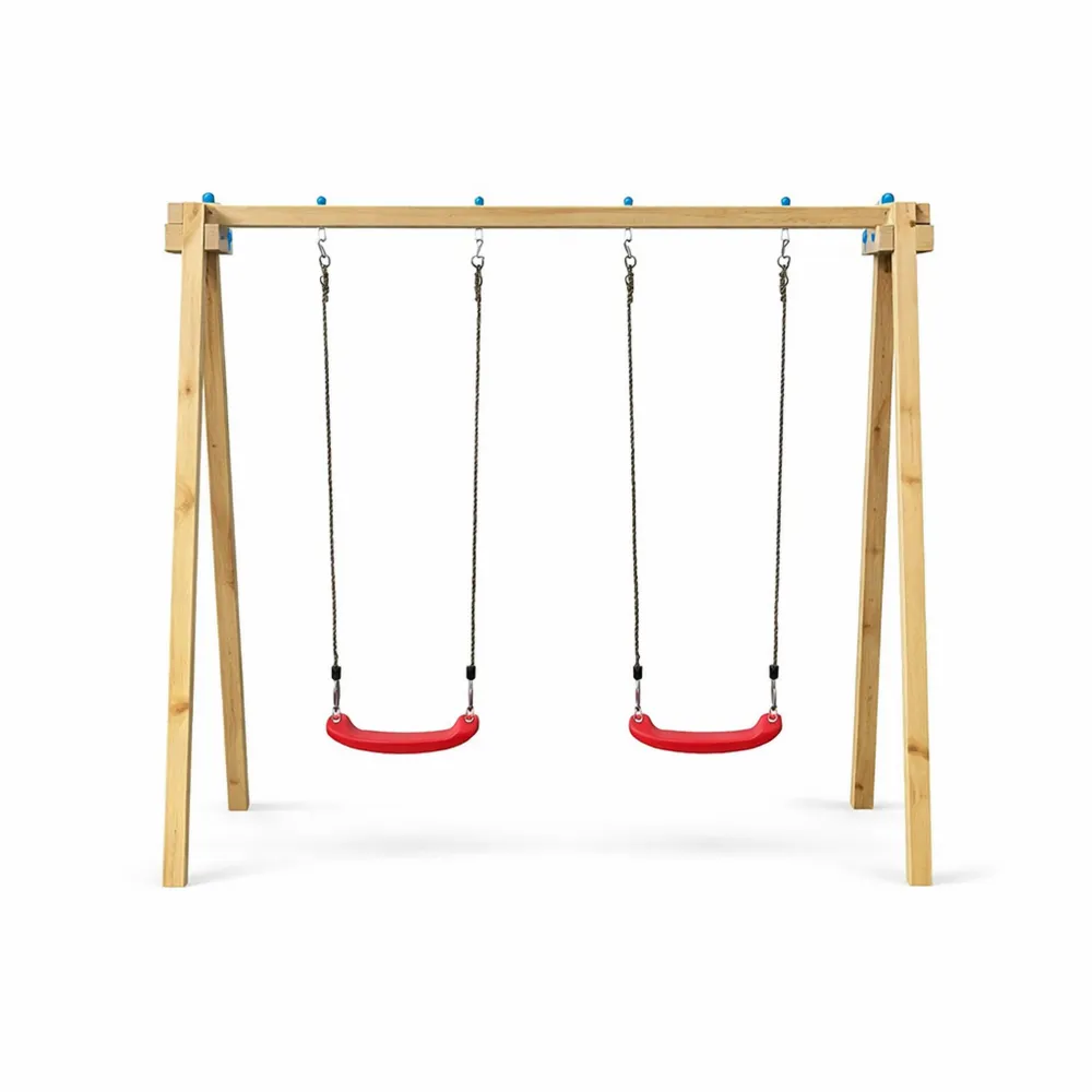 Altalena in Legno per Bambini con Due Sedili per Giardino-Braydenest