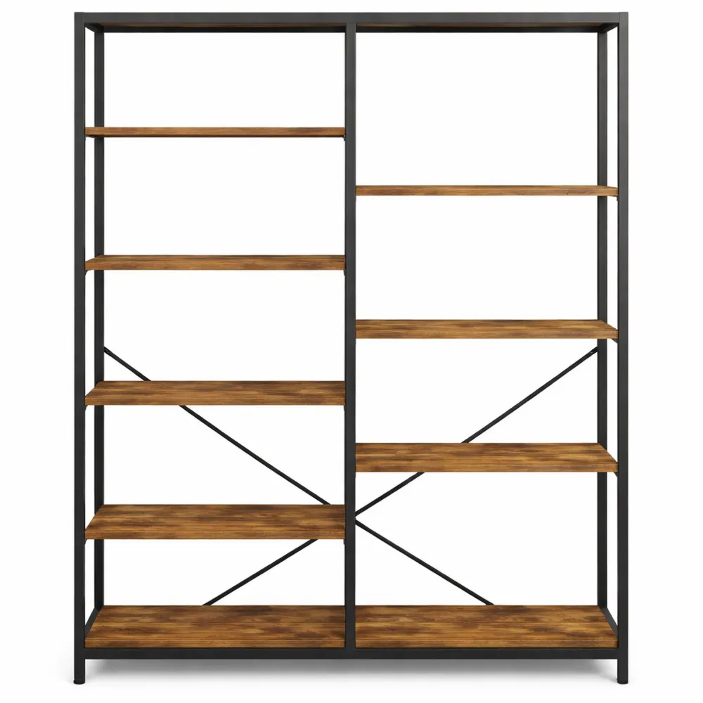 Libreria a 5 Livelli Vintage, Scaffale Salvaspazio per Interni-Braydenest