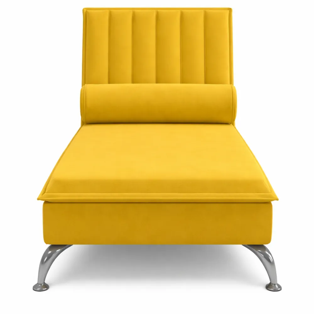 Chaise Longue per Massaggi in Velluto Giallo con Cuscino-Braydenest