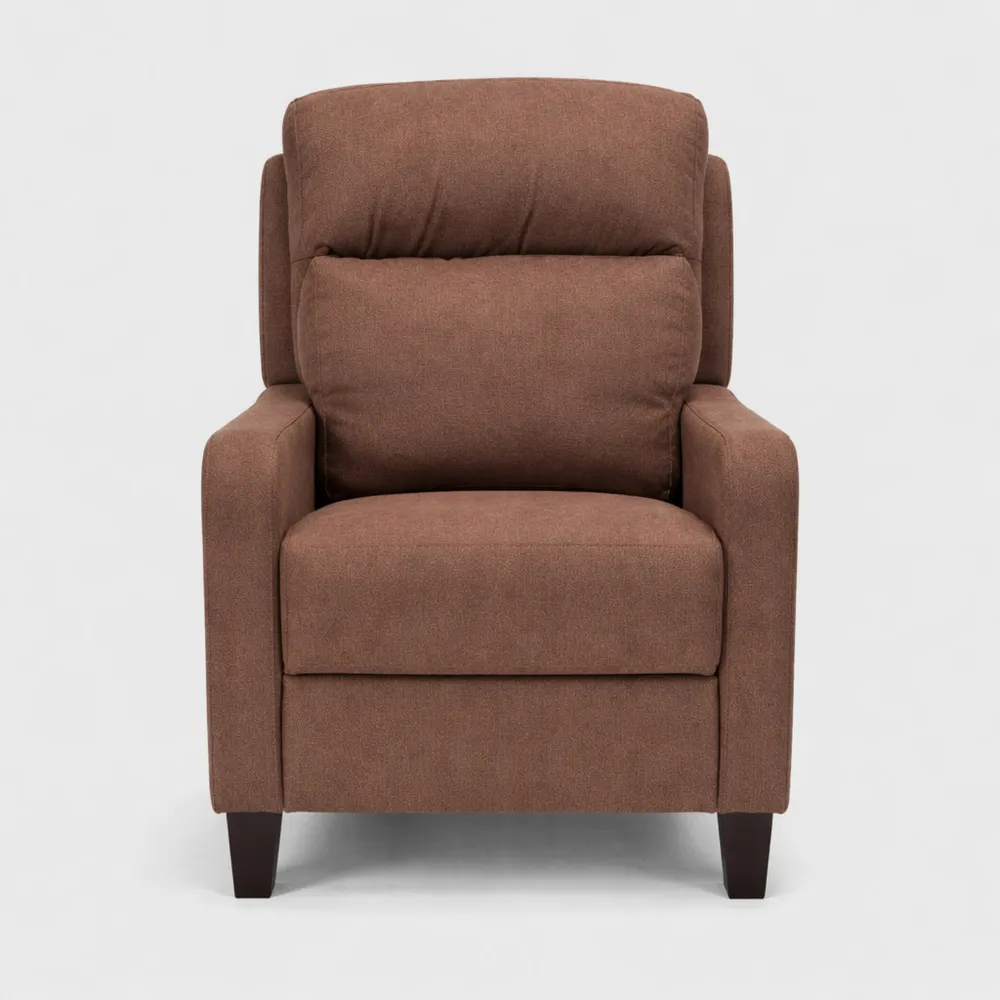 Poltrona Relax Reclinabile con Poggiapiedi in Tessuto Marrone-Braydenest