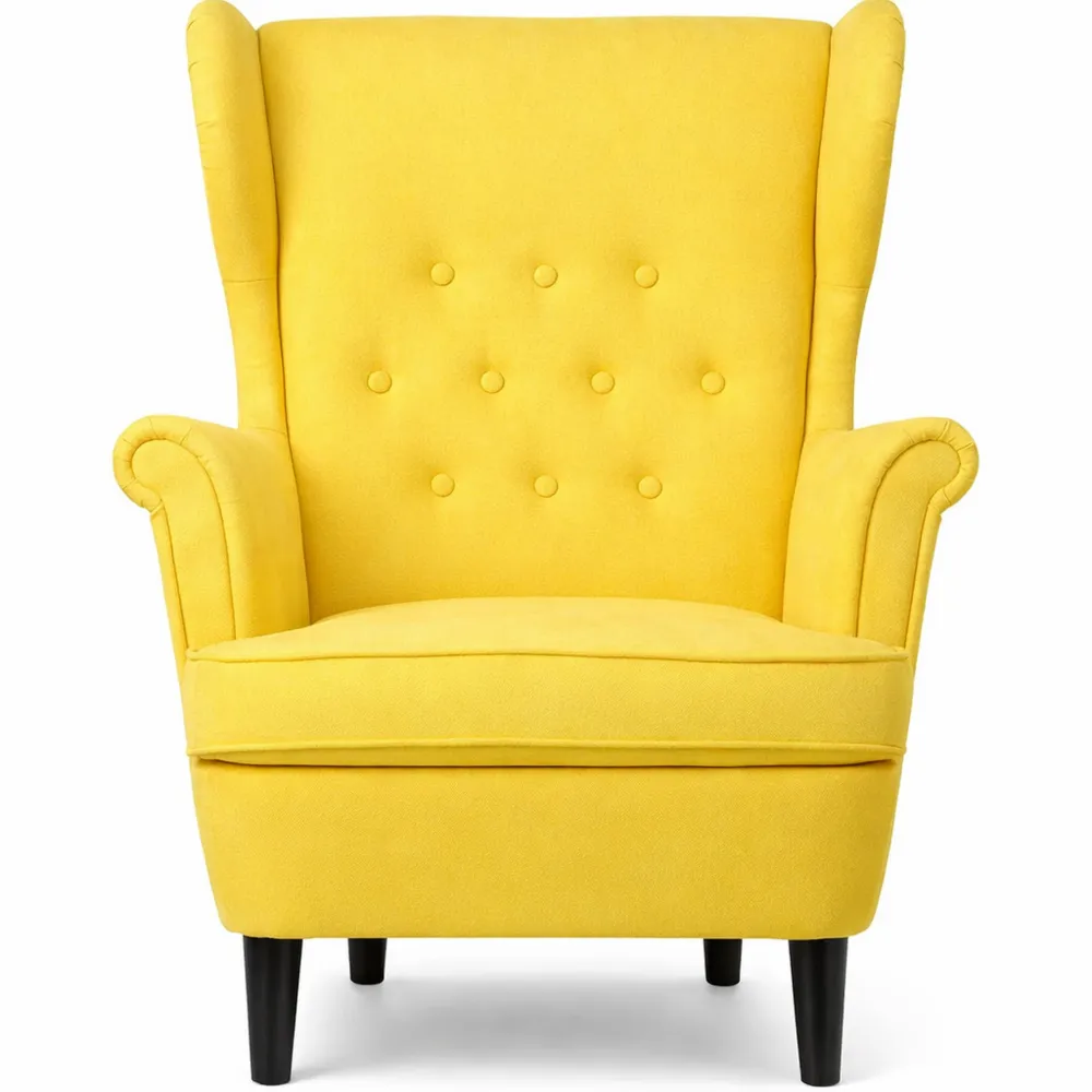Poltrona classica comoda con braccioli e schienale alto per massimo relax, gialla-Braydenest