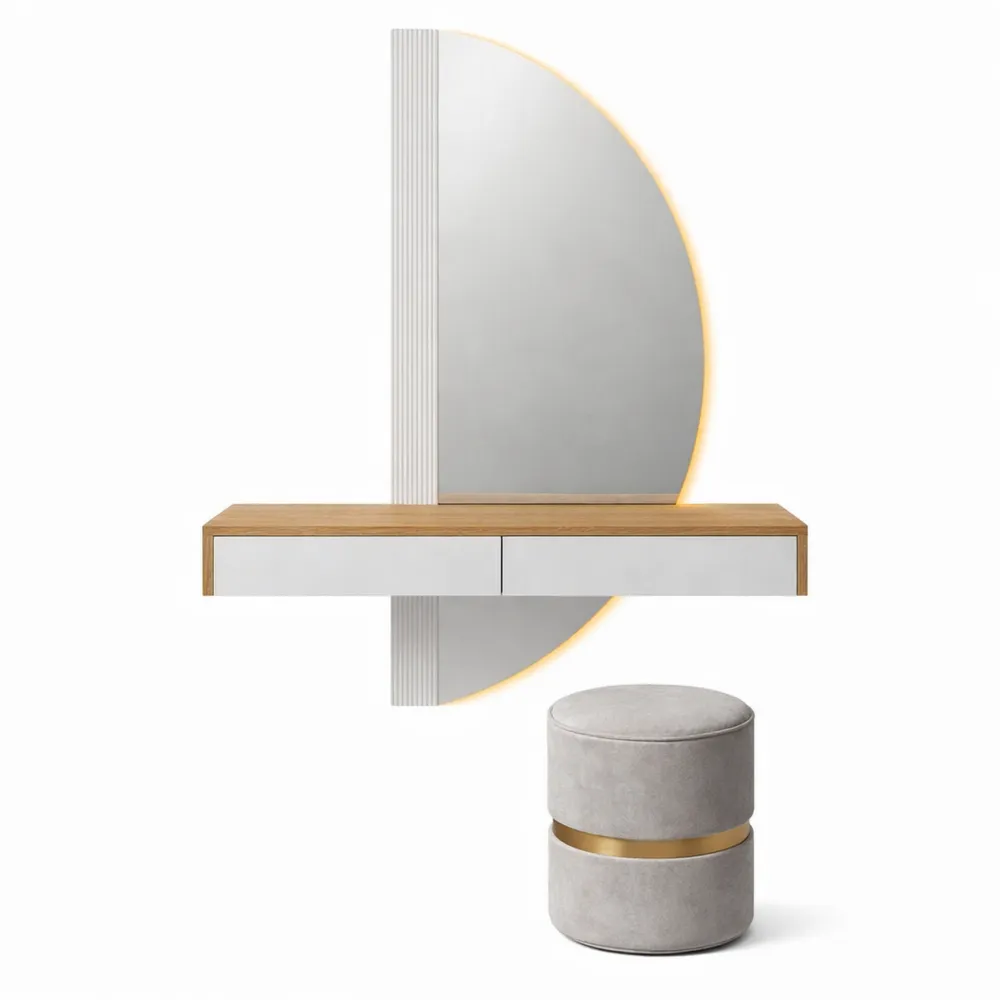 Tavolo da toeletta con specchio e LED, 120 cm, Bianco-Braydenest