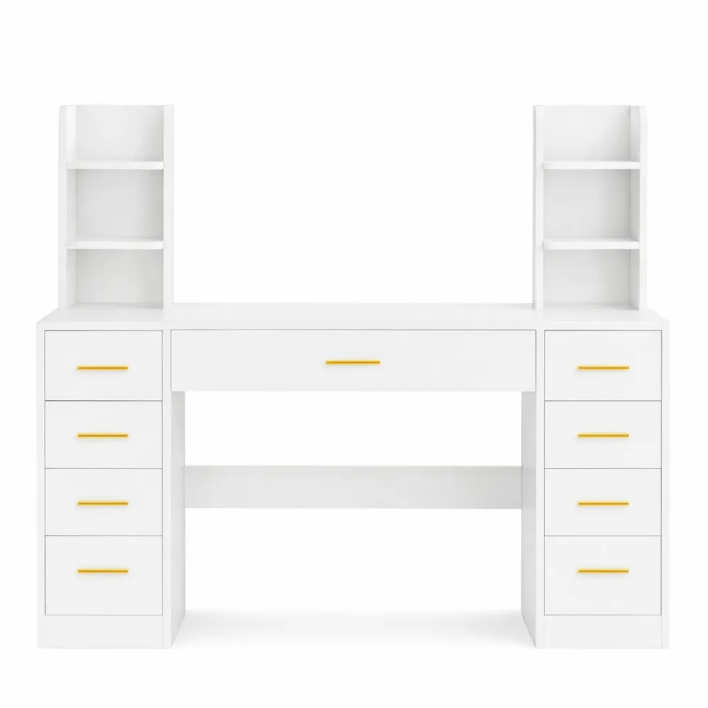 Toeletta Moderna con Specchio a LED e Piano in Vetro-Braydenest