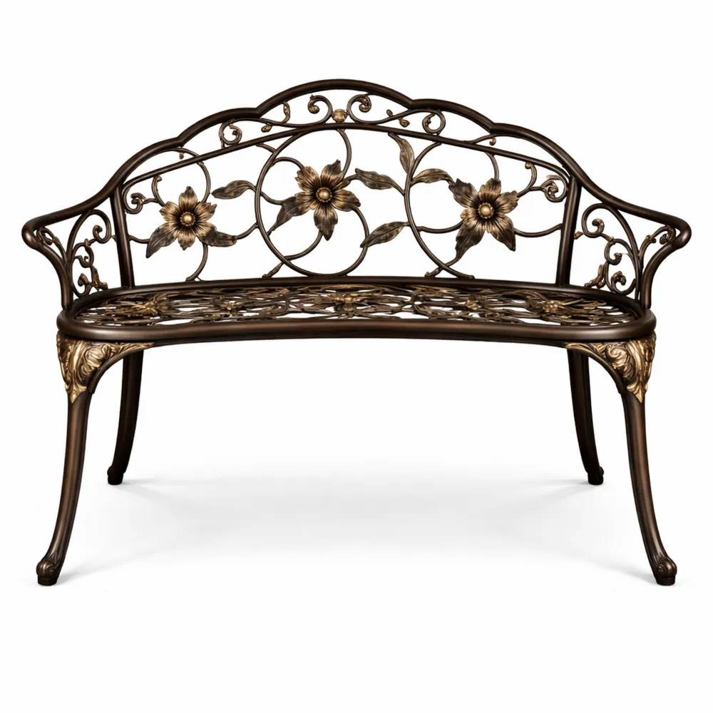 Banc de Jardin Vintage en Aluminium avec Dossier