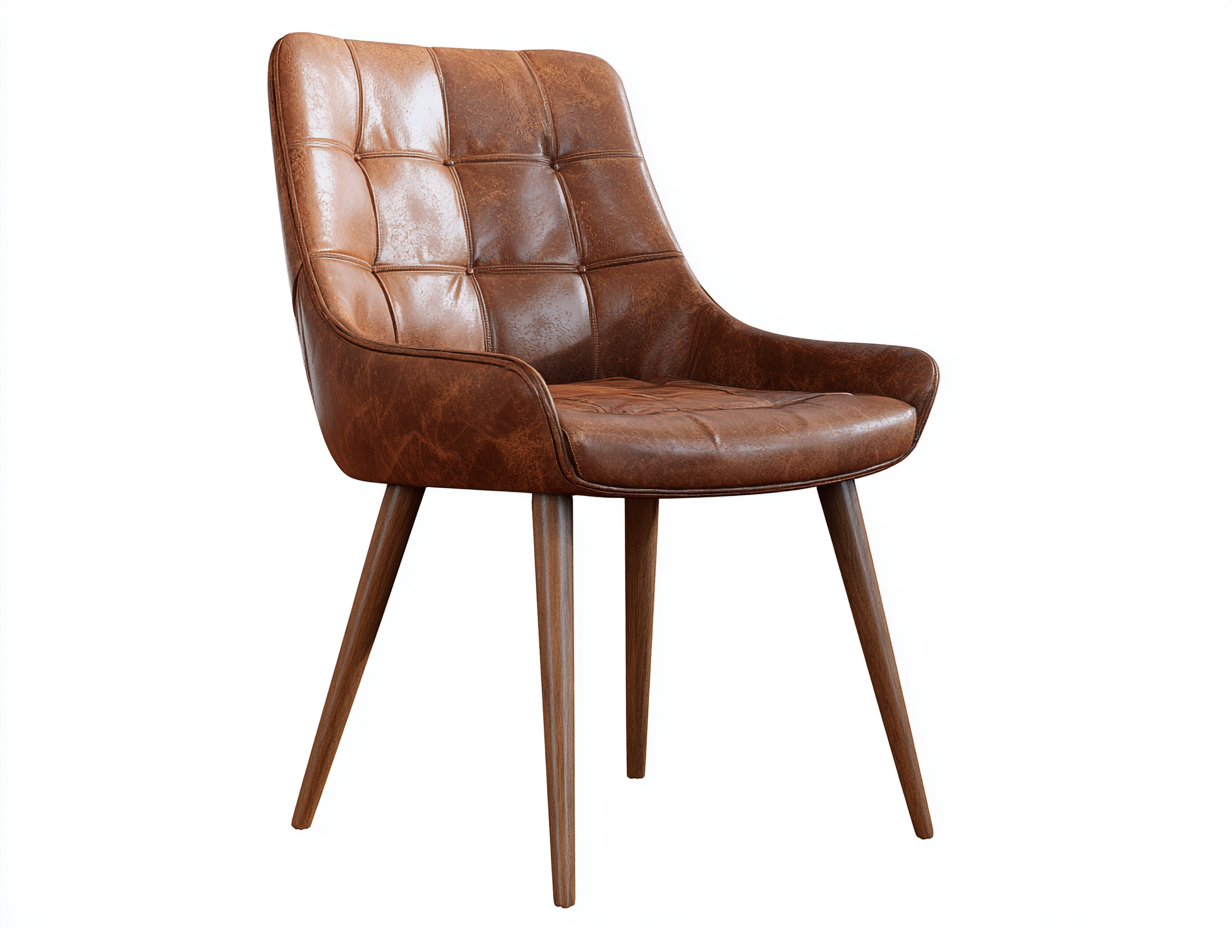Sillas de comedor tapizadas en cuero sintético con patas de madera 60x55x85 cm - marrón - diseño moderno-Loftupmart
