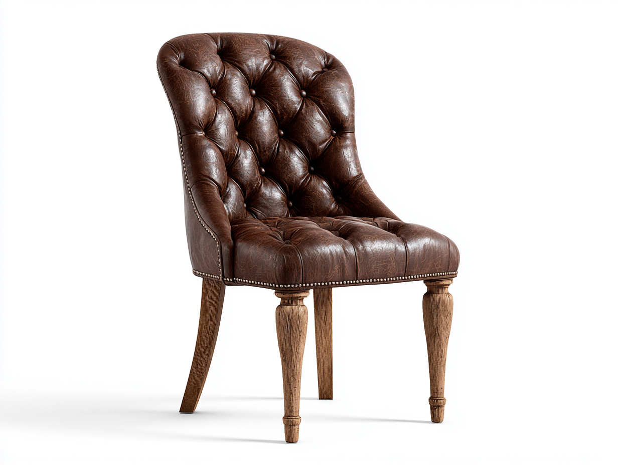 Sillas de comedor tapizadas en cuero sintético 48x60x95 cm - marrón - estilo clásico capitoné-Loftupmart