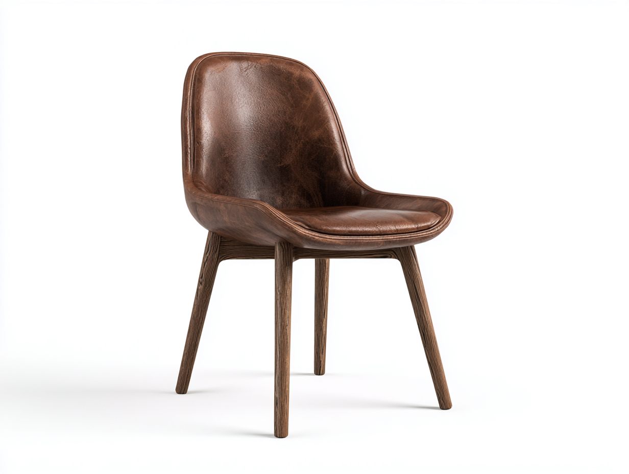 Sillas de comedor tapizadas en cuero sintético con patas de madera 56x54x82 cm - marrón - diseño moderno-Loftupmart