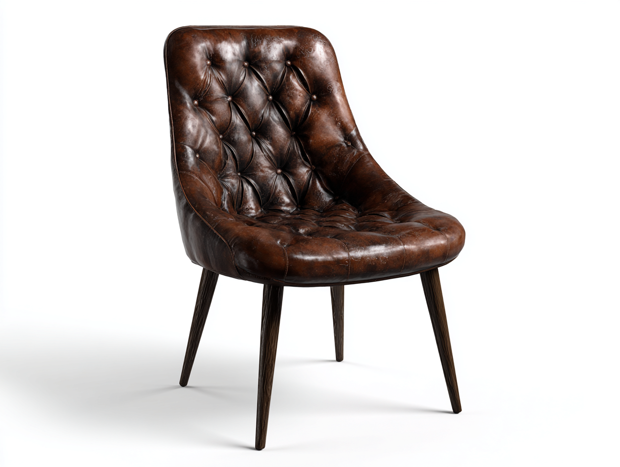 Sillas de comedor tapizadas en cuero sintético 45x55x85 cm - marrón - estilo vintage-Loftupmart