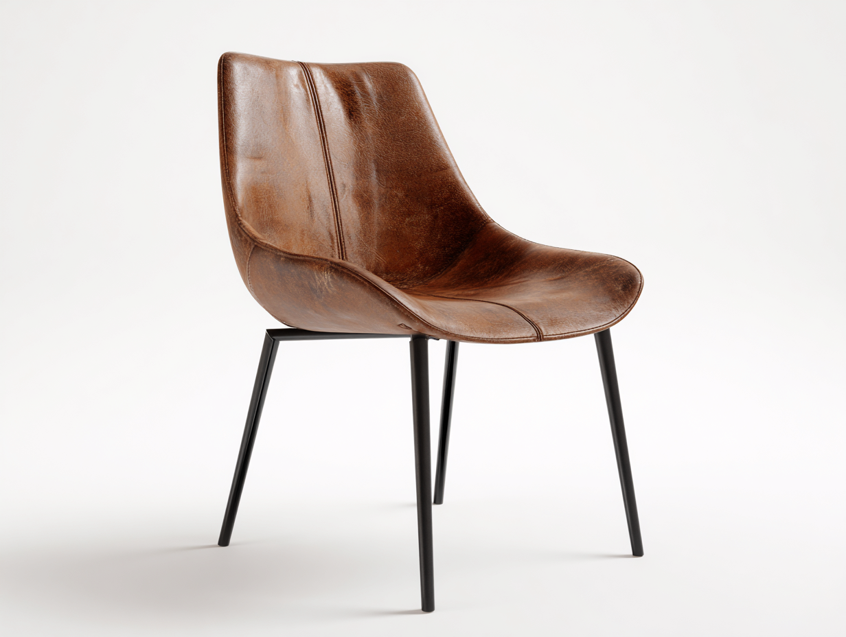 Sillas de comedor tapizada en piel sintética y metal 52 x 60 x 84 cm color marrón - silla de comedor para cocina y comedor - diseño moderno ergonómico-Loftupmart