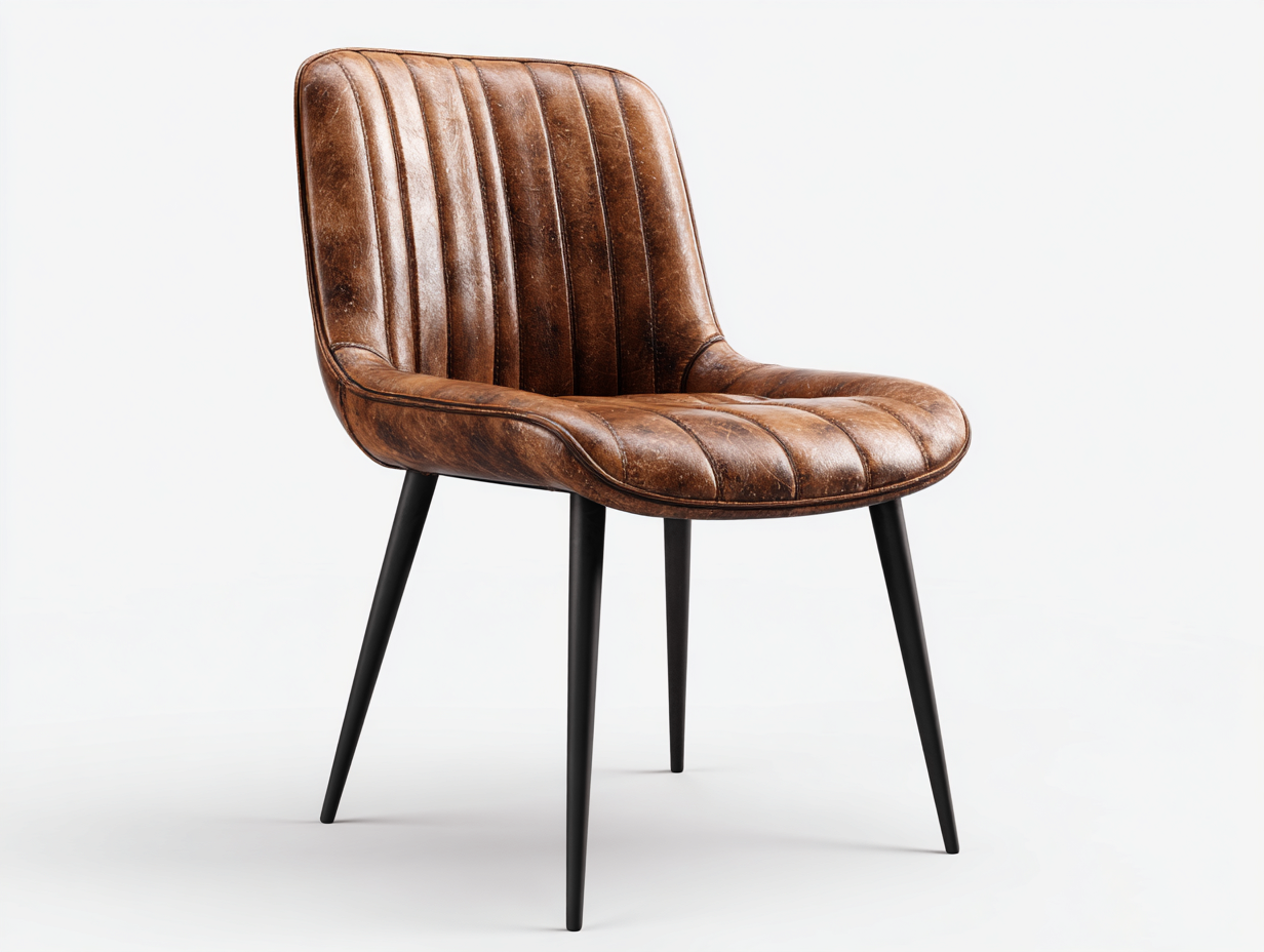 Sillas de comedor tapizadas en cuero sintético con patas metálicas 58x55x85 cm - marrón-negro - diseño moderno-Loftupmart