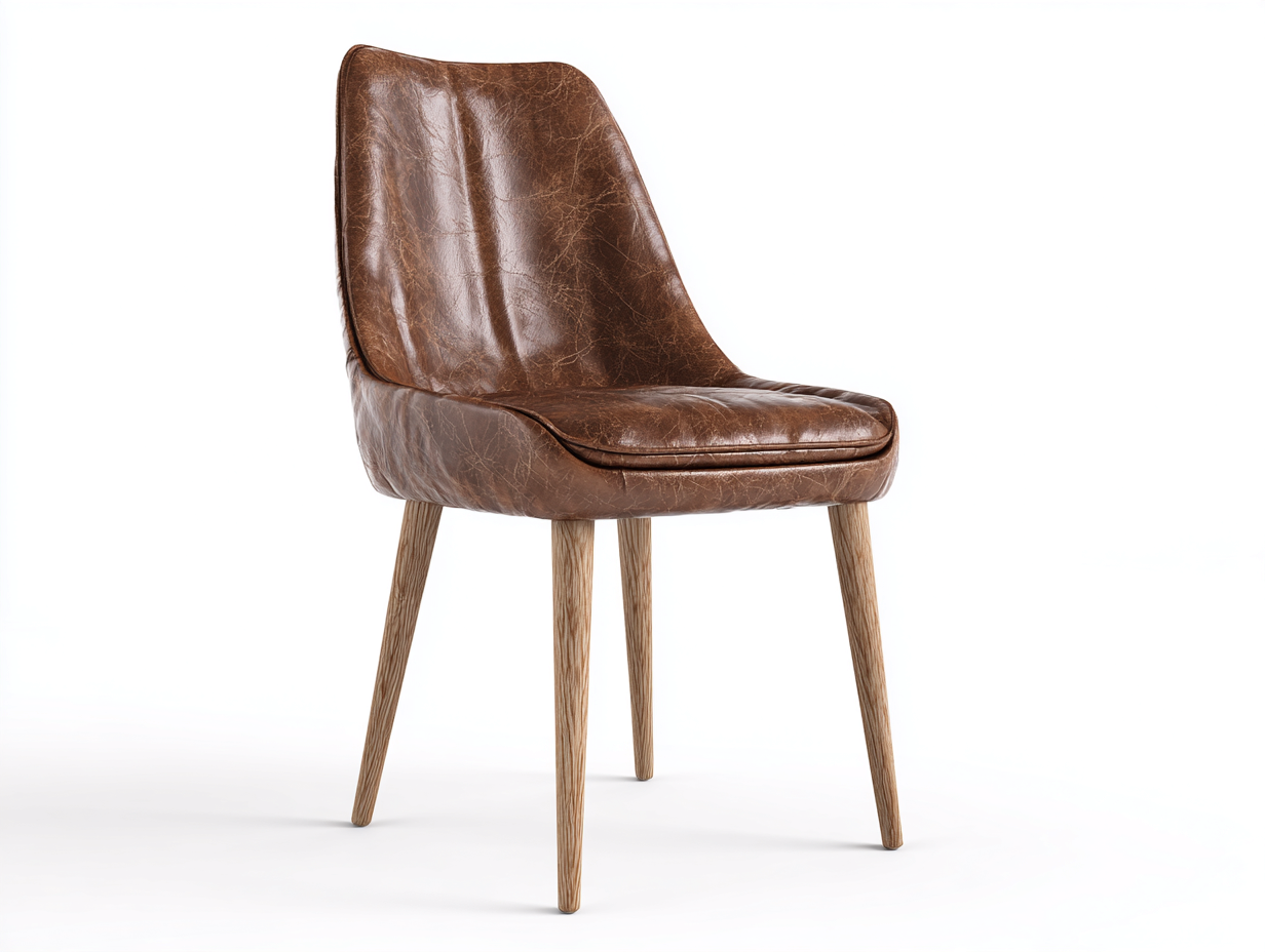 Sillas de comedor tapizada cuero sintético patas de madera 50x58x84 cm - marrón vintage - diseño moderno comedor-Loftupmart