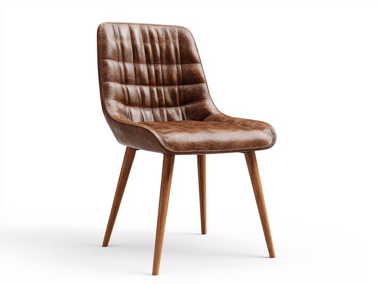 Sillas de comedor cuero sintético y madera 46x52x86 cm - marrón - diseño moderno acolchado-Loftupmart