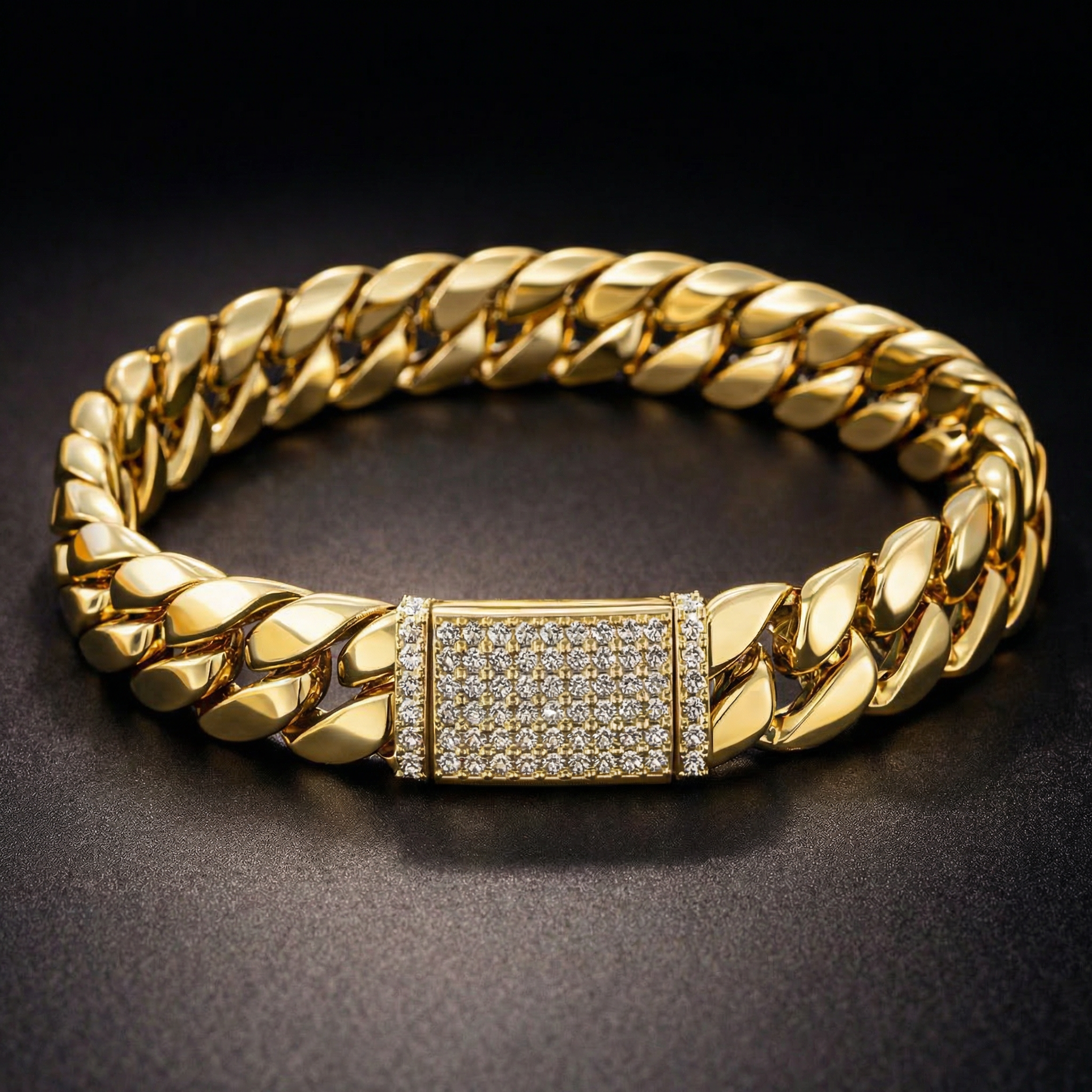 Iced Cuban Link Bracelet – Gold Plated Hip Hop Street Chain Bracelet