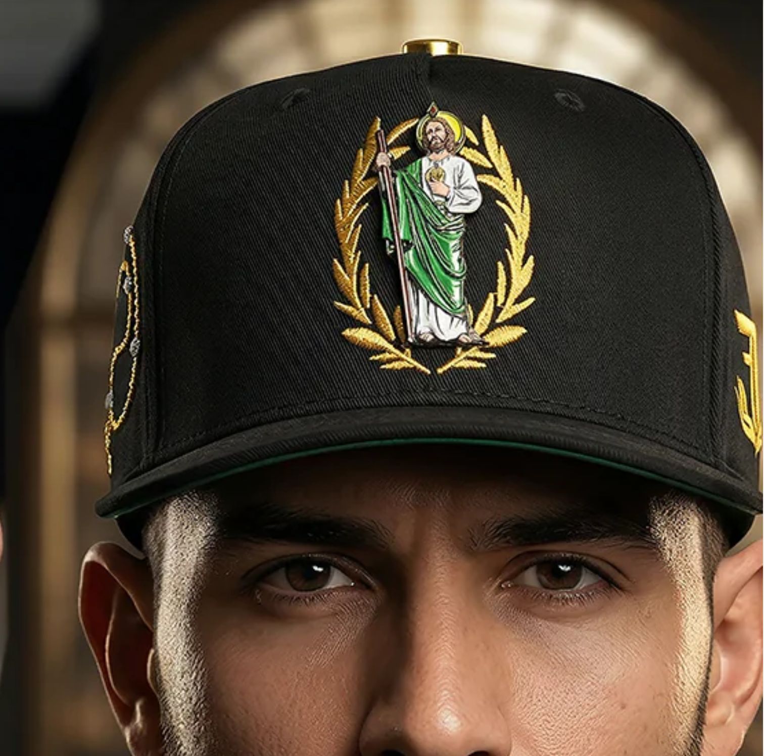 Jesus Embroidered Gold Cap