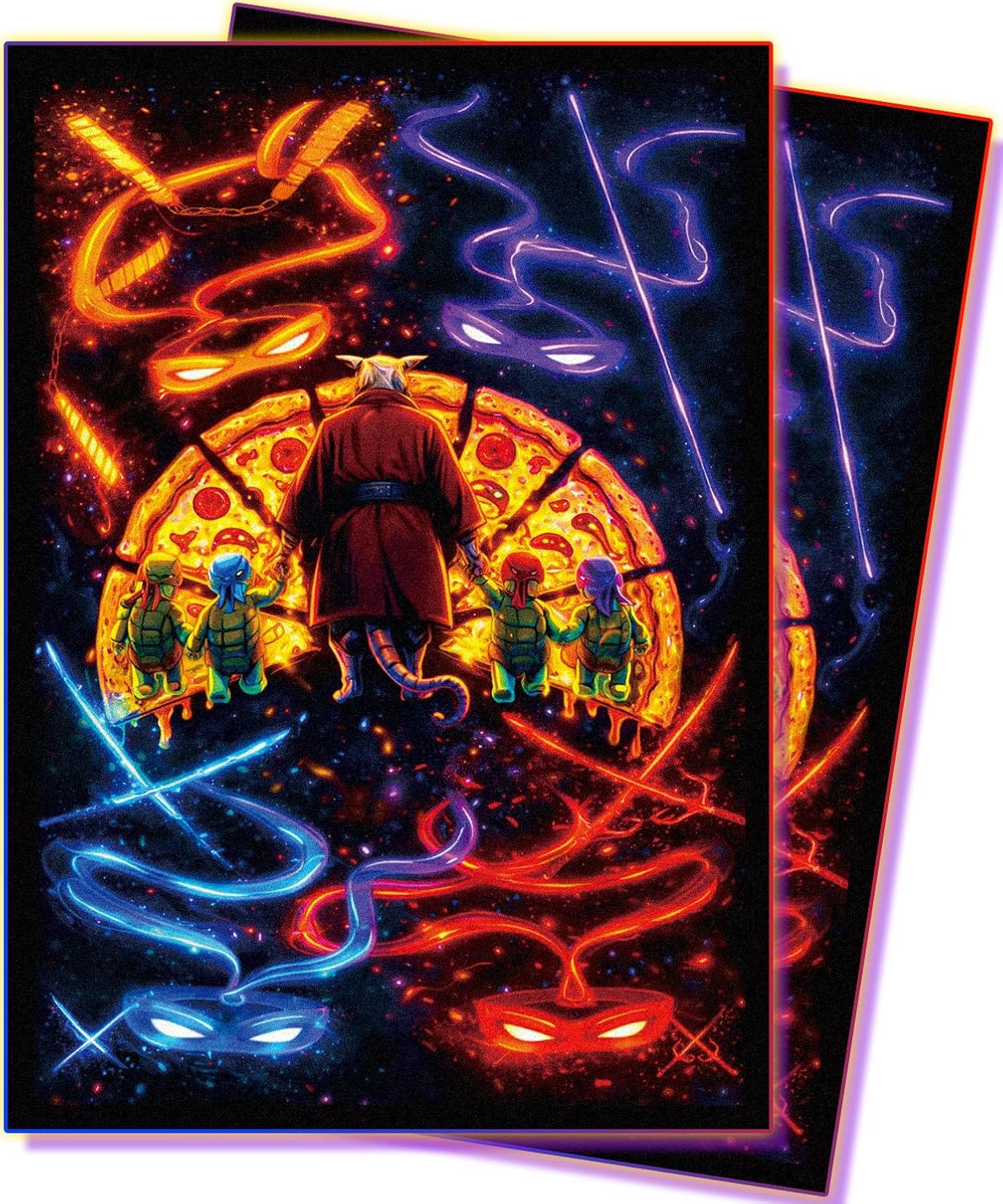 MTG Card Sleeves 100 Pcs Turtles Forever Textured Back Art Sleeves Deck Protector, HD Clear Front & Matte Back, Ultra-Durable, Smooth Shuffle Standard Size Card Sleeves Fit TCG MTG Cards