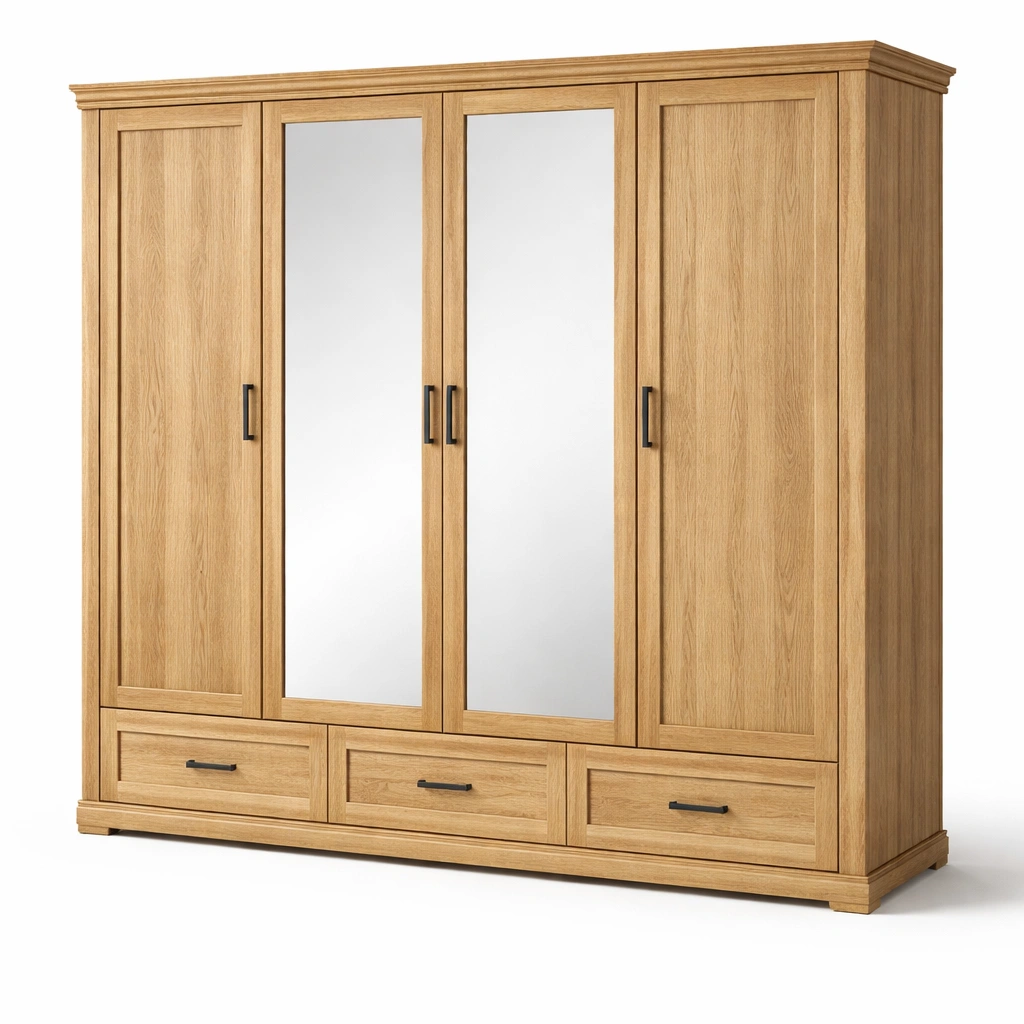 Grande armoire bois avec miroirs et tiroirs-norqiro