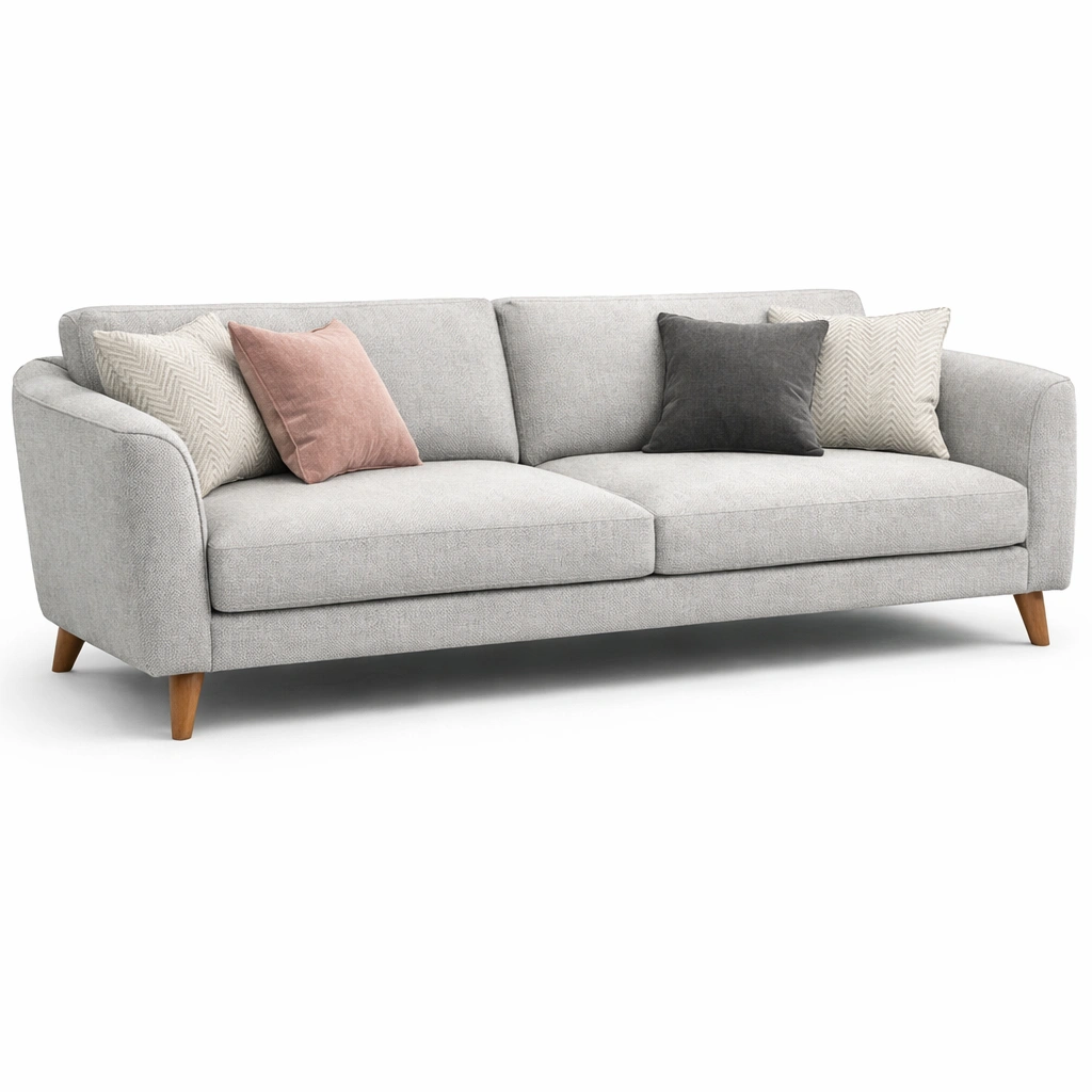 Canap tissu moderne gris clair trois places-norqiro