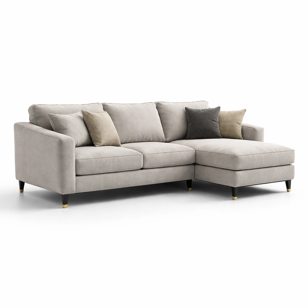 Canap angle tissu gris clair avec mridienne-norqiro