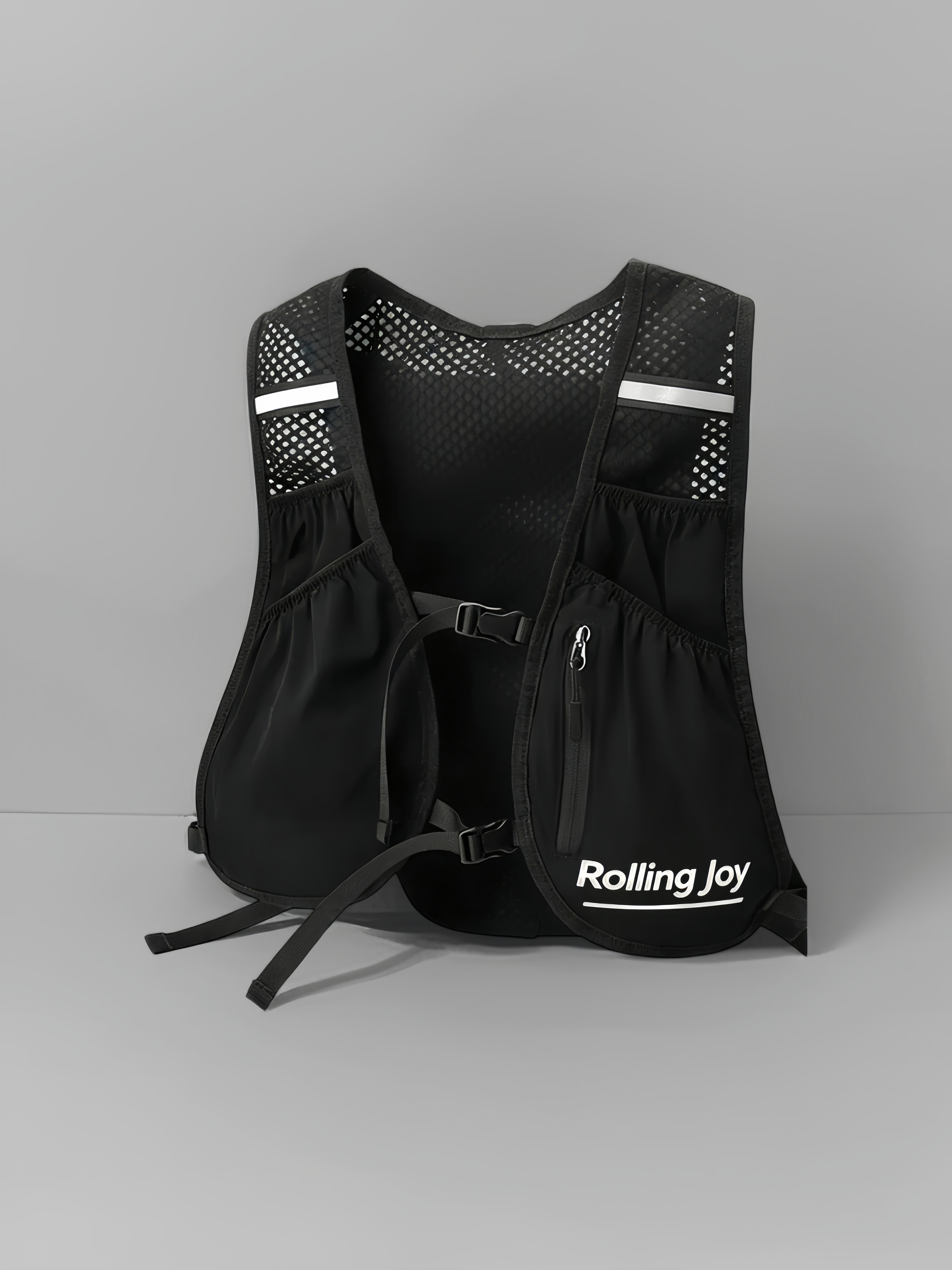 Black/Grey Lightweight Breathable Running Vest Backpack For Hiking Cycling