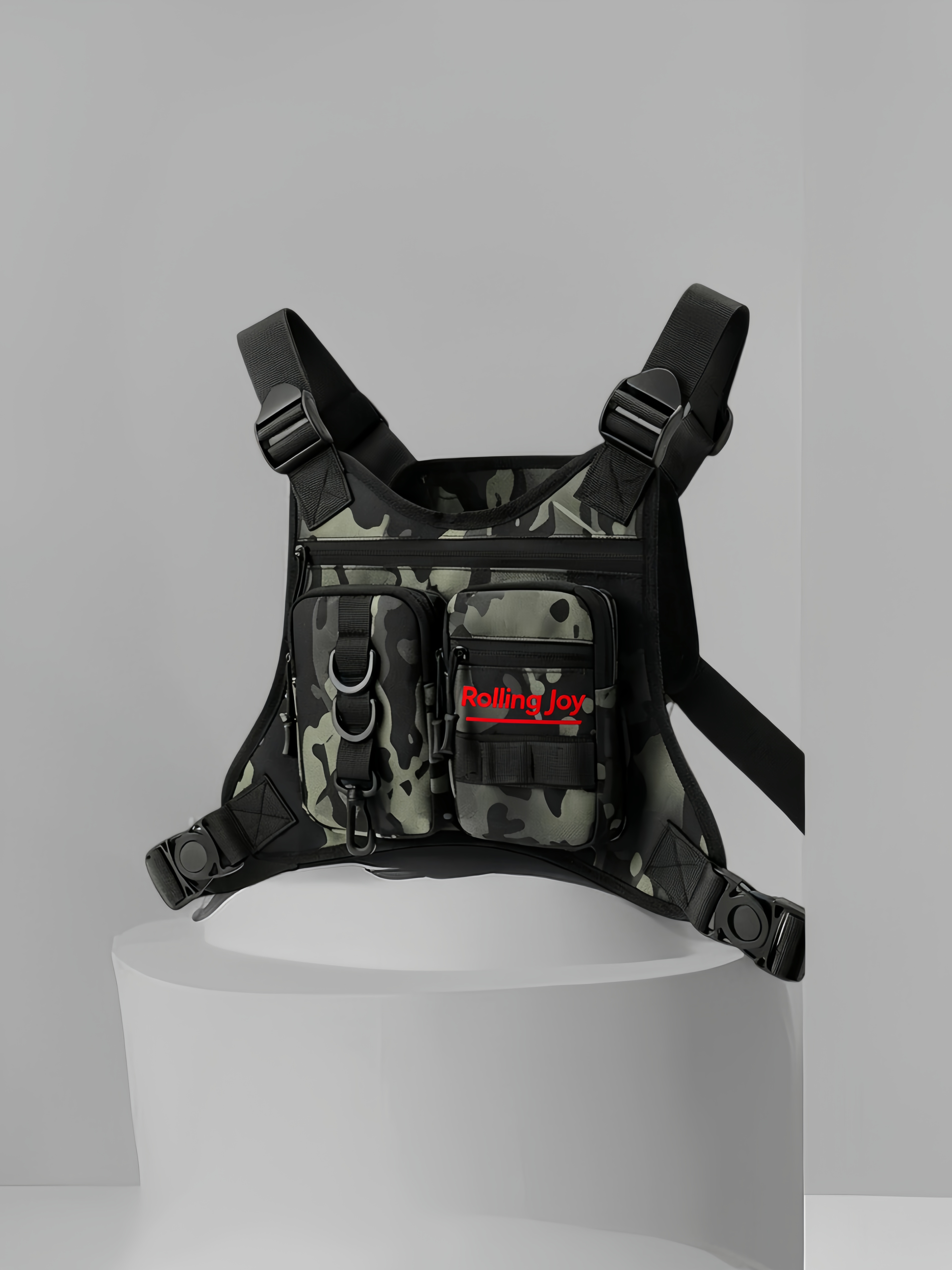 Black/Camouflage Tactical Chest Rig Vest Bag For Cycling Trail Running Marathon