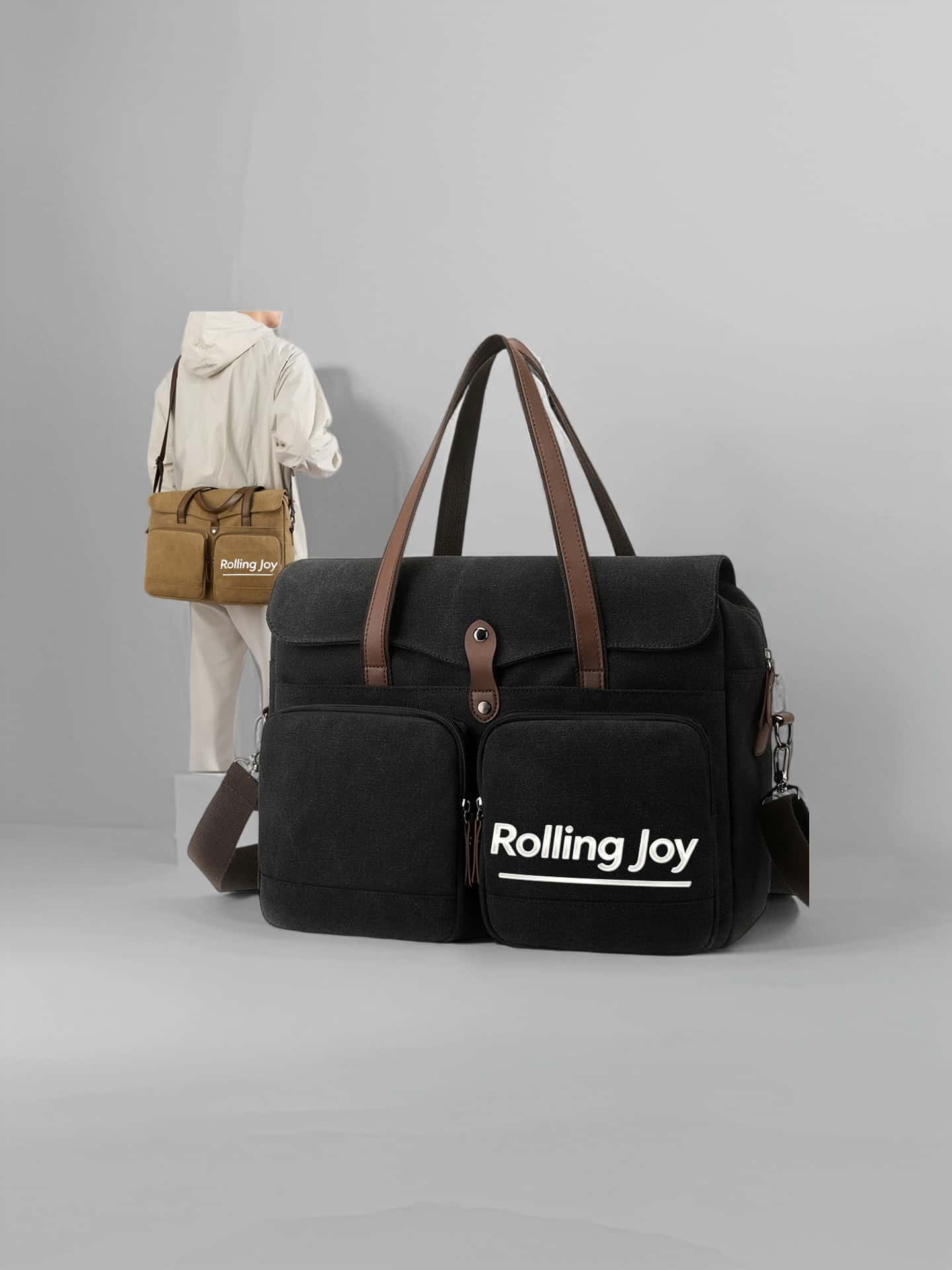 Multi-Color Canvas Briefcase Large Capacity Laptop Tote Bag For Men