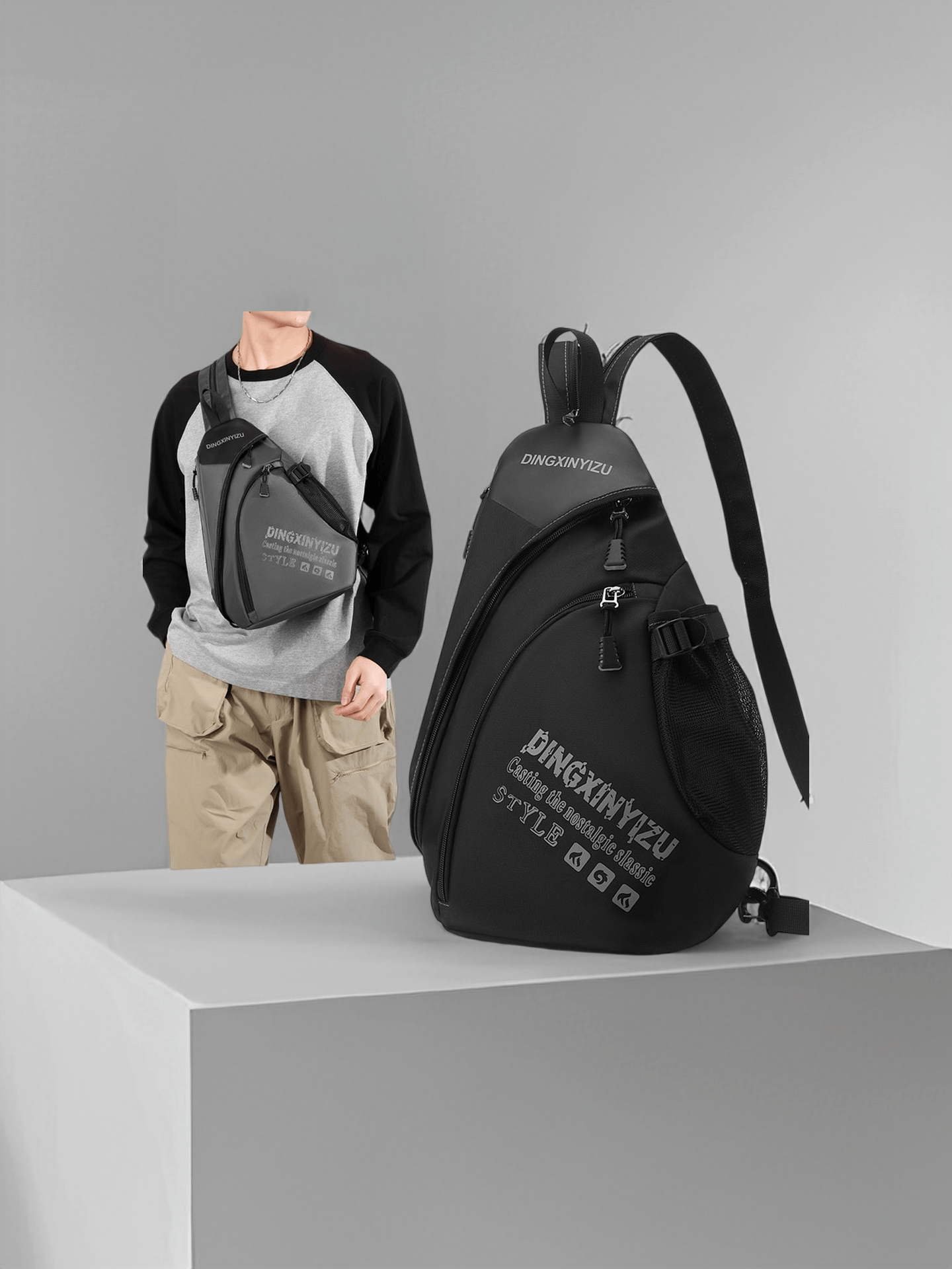Multi-Color Men's Sling Bag Casual Crossbody Backpack For Outdoor Travel