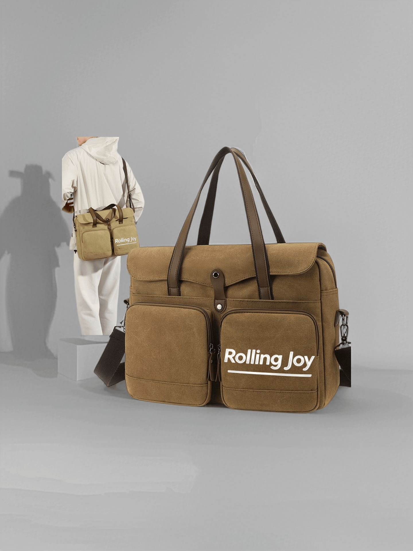 Multi-Color Canvas Briefcase Large Capacity Laptop Tote Bag For Men
