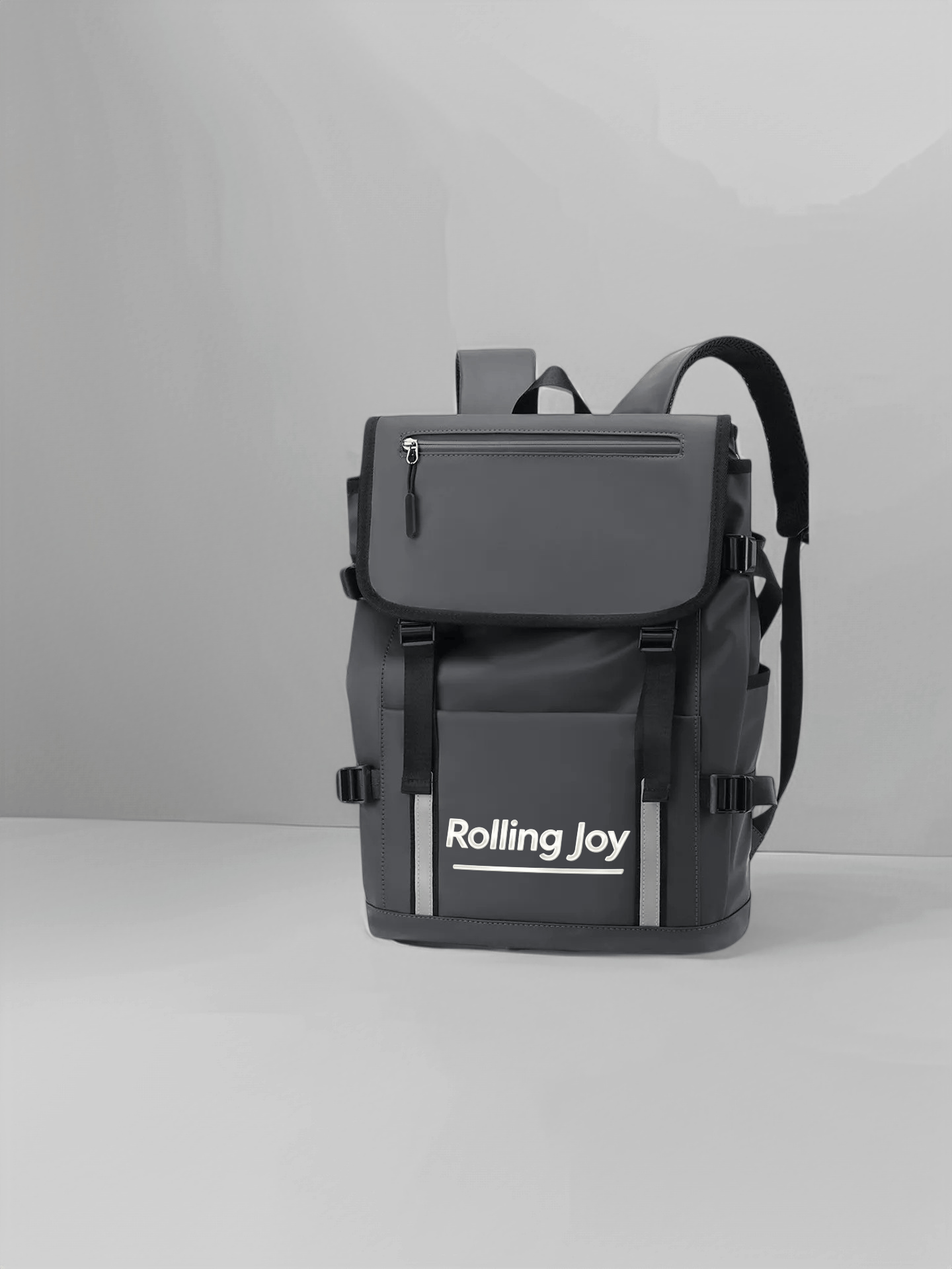 Black/Grey Functional Business Backpack With Safety Reflective Strip