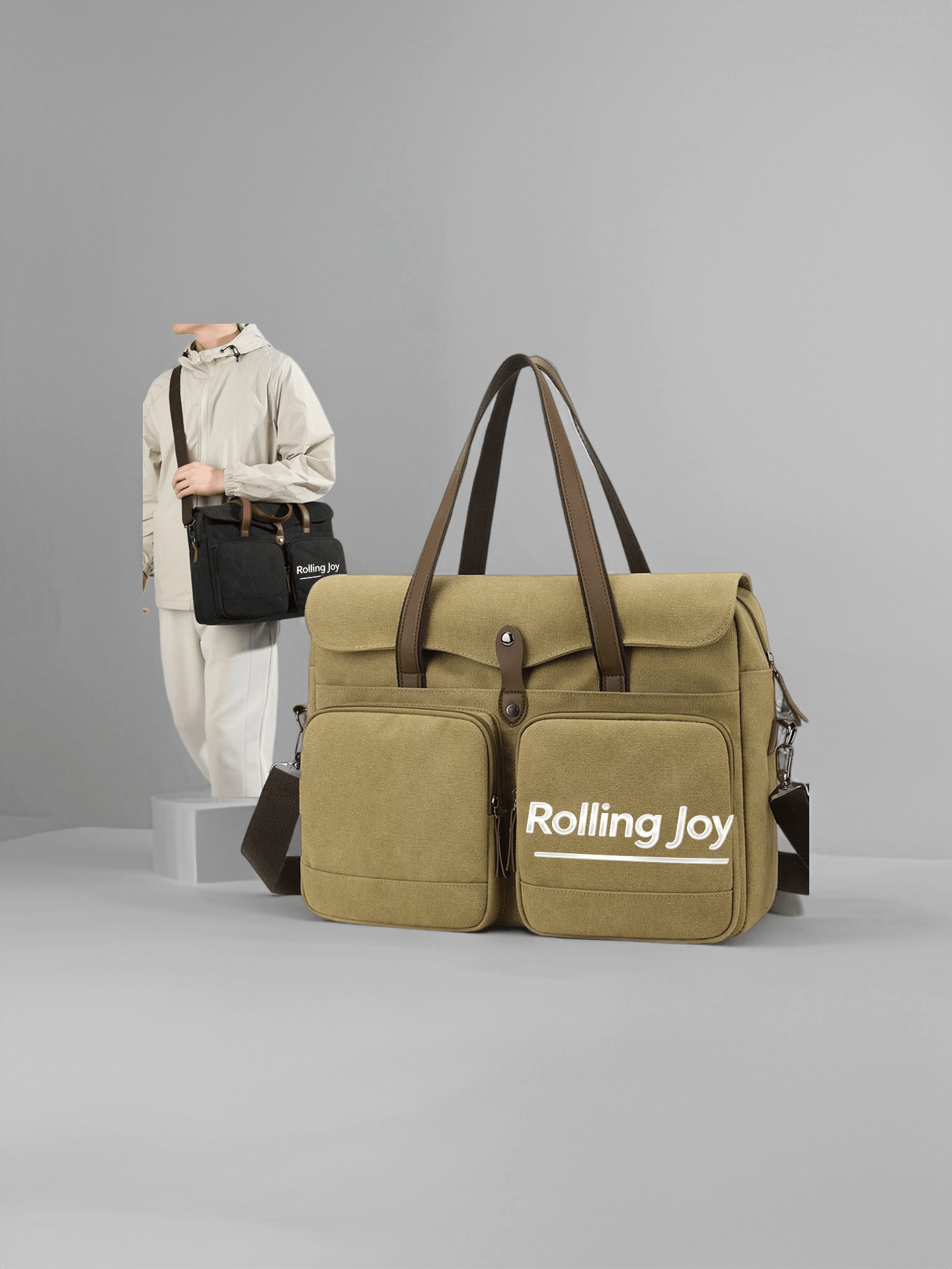 Multi-Color Canvas Briefcase Large Capacity Laptop Tote Bag For Men