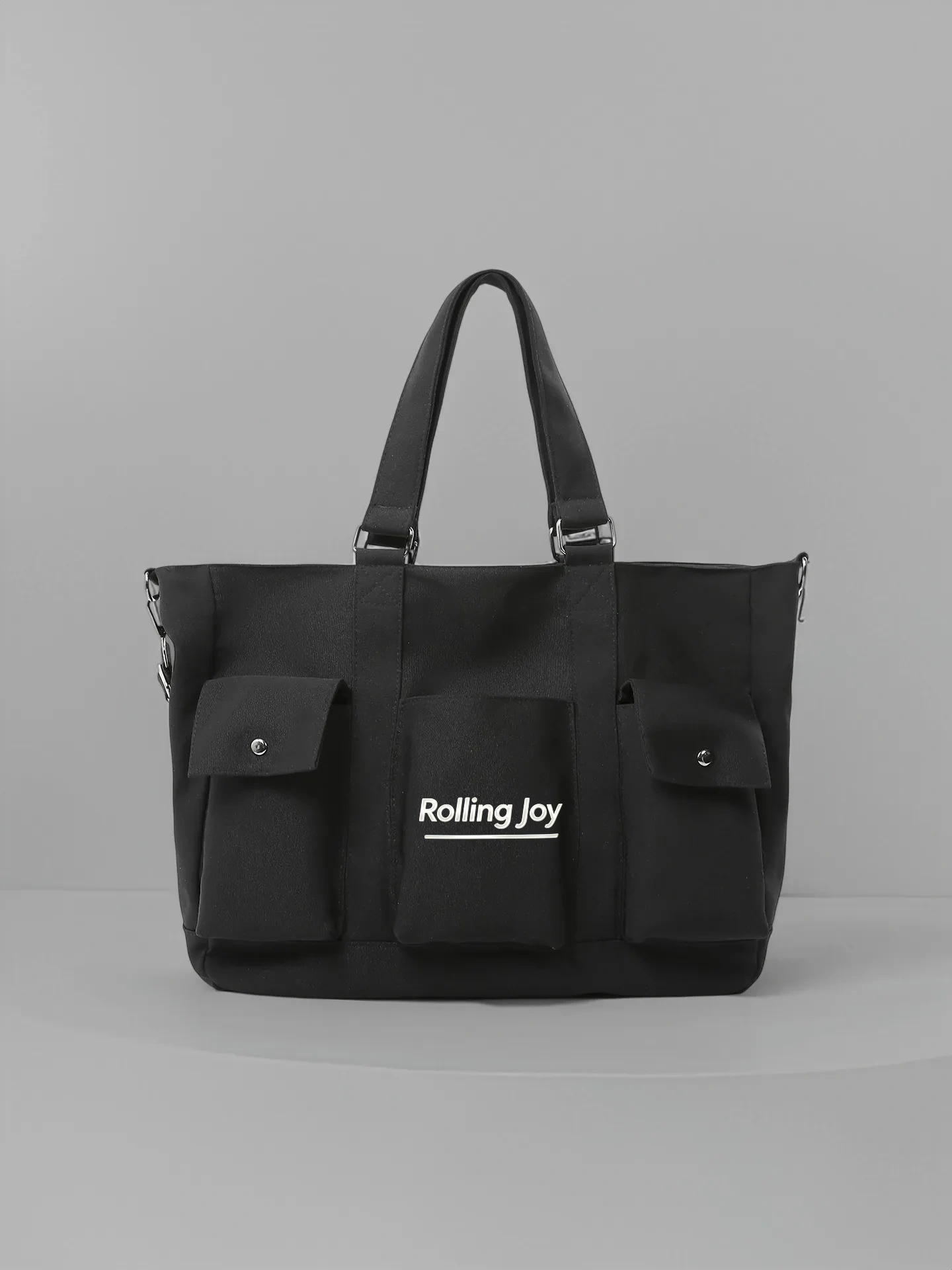Large Capacity Canvas Tote Bag Black/Army Green For Work & Travel