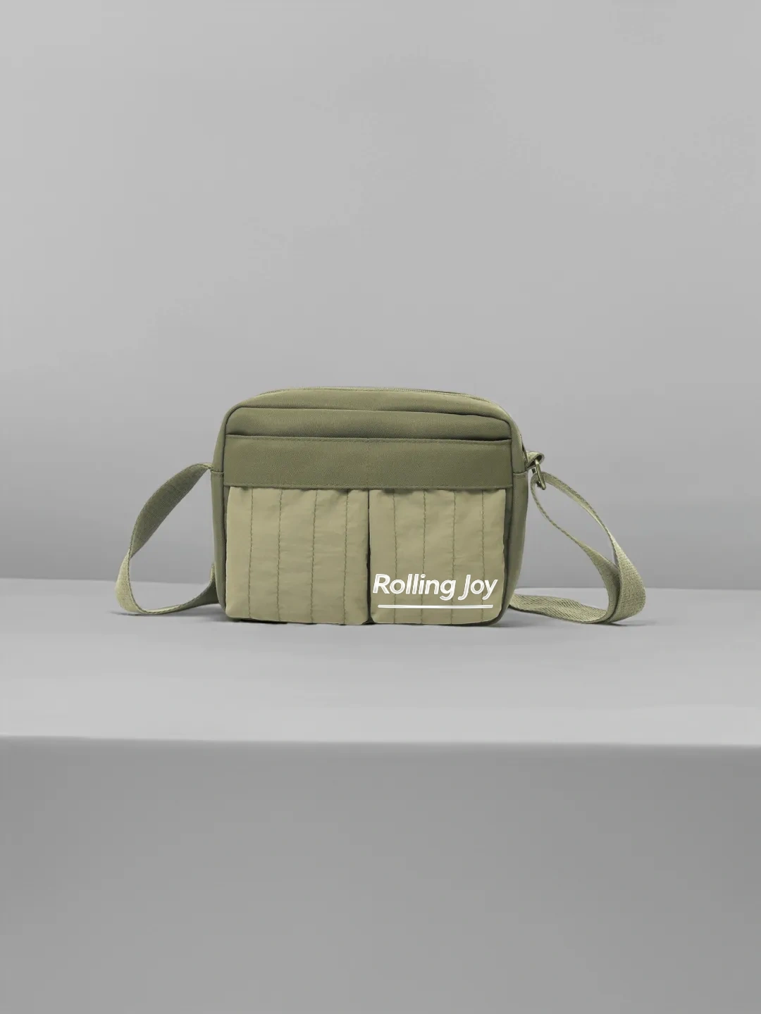 Black/Army Green Casual Crossbody Bag Multi-Pocket Canvas Shoulder Bag