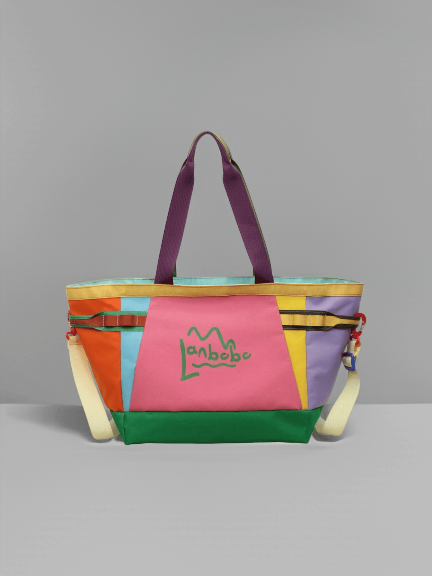 Dopamine Color Block Tote Bag Large Capacity Canvas Shoulder Bag