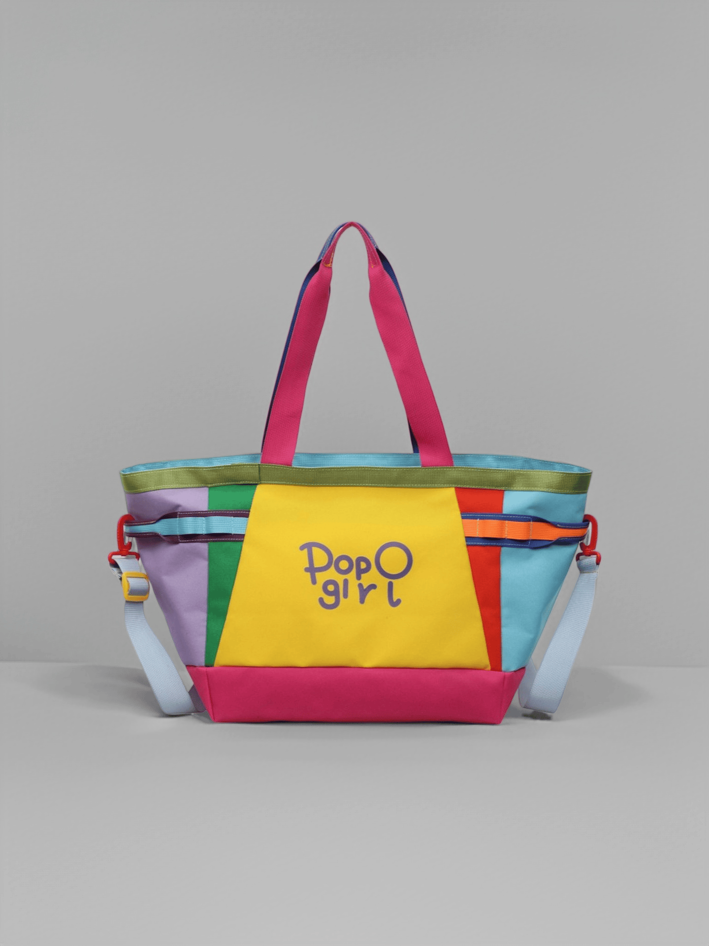Dopamine Color Block Tote Bag Large Capacity Canvas Shoulder Bag