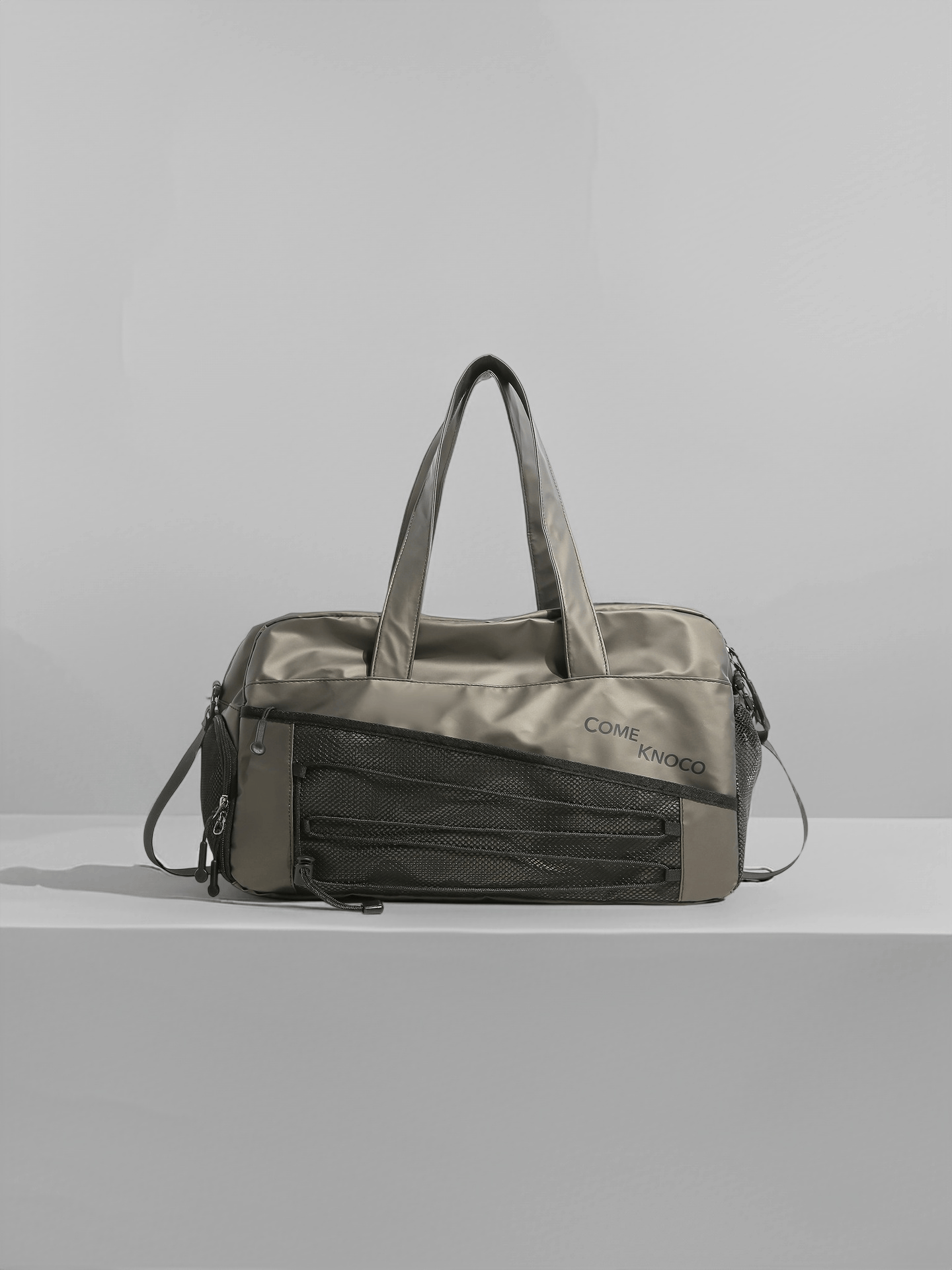  Black/Khaki Grey/White Sports Gym Bag With Shoe Compartment Travel Duffel Bag