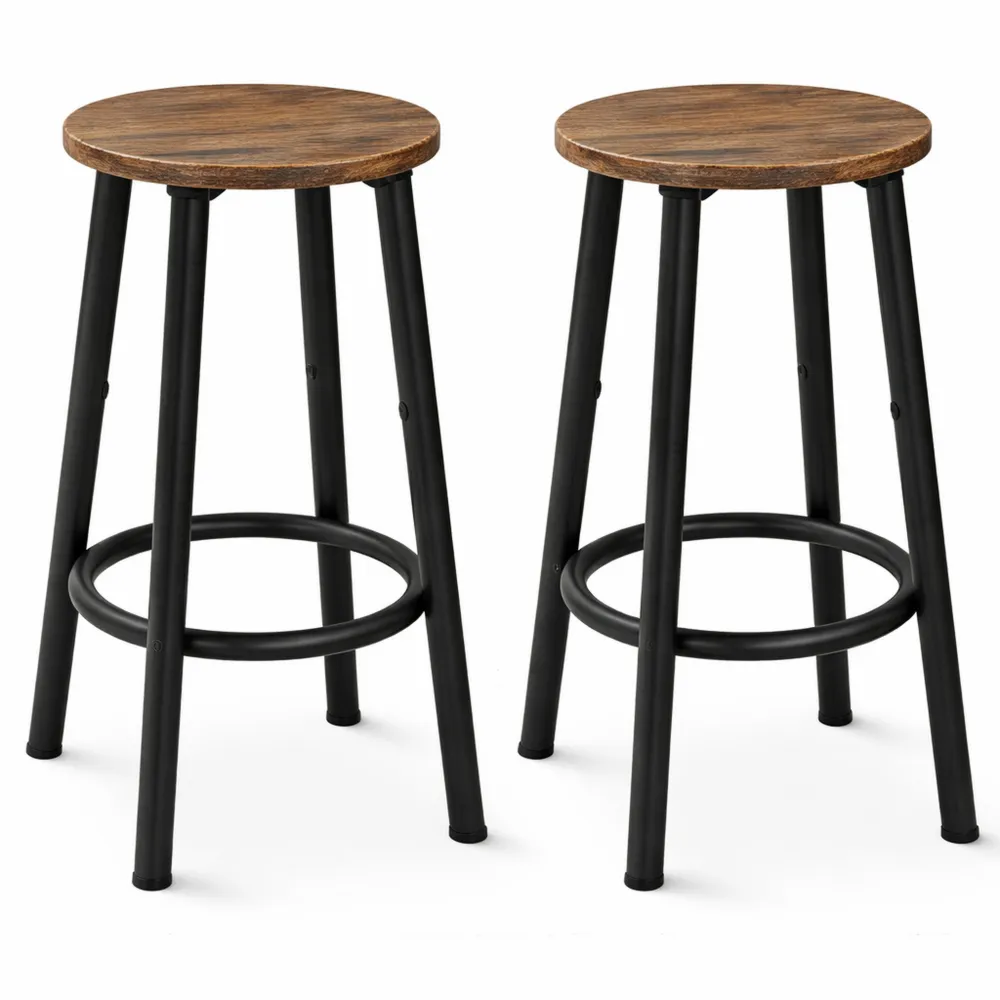 Set di 2 sgabelli da bar con poggiapiedi, ideali per cucina e sala da pranzo, resistenti e stabili, marrone vintage e nero