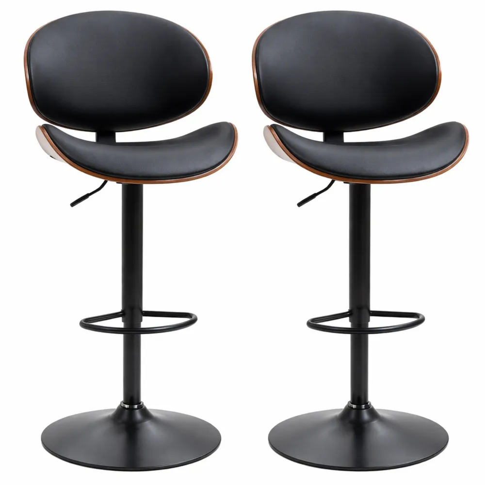 Set di 2 sgabelli da bar regolabili in altezza con schienale ergonomico e poggiapiedi